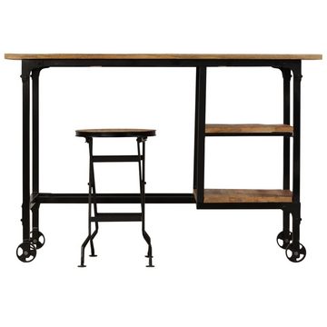 furnicato Schreibtisch mit Klapphocker Mangoholz Massiv 115x50x76 cm