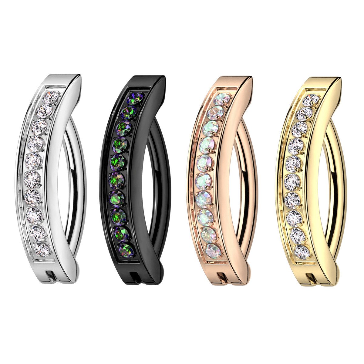 Taffstyle Bauchnabelpiercing Titan Bauchnabel piercing Ring Kristalle Silbe günstig online kaufen