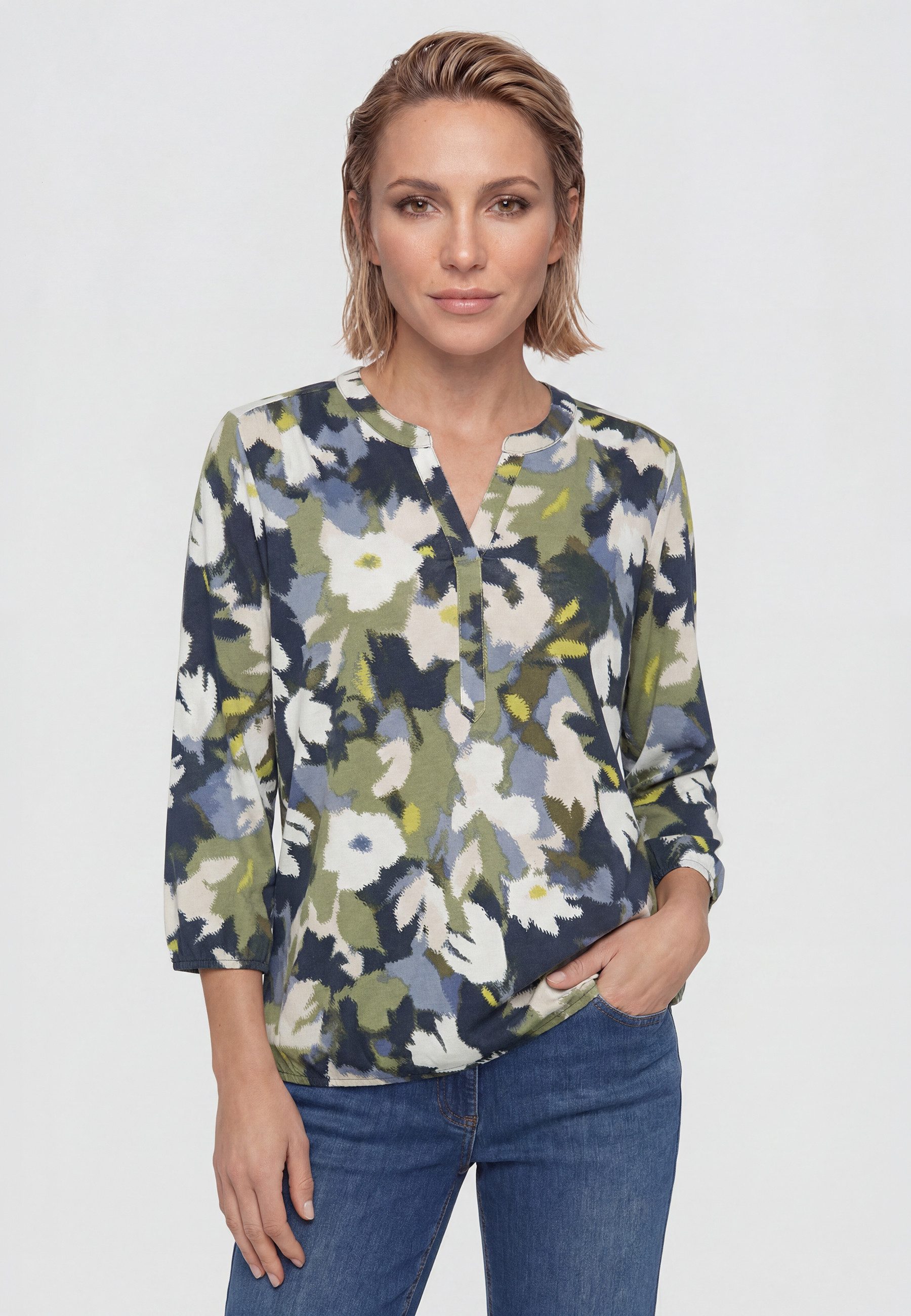 Olsen Tunikashirt mit Allover-Dessin und Tunikaausschnitt