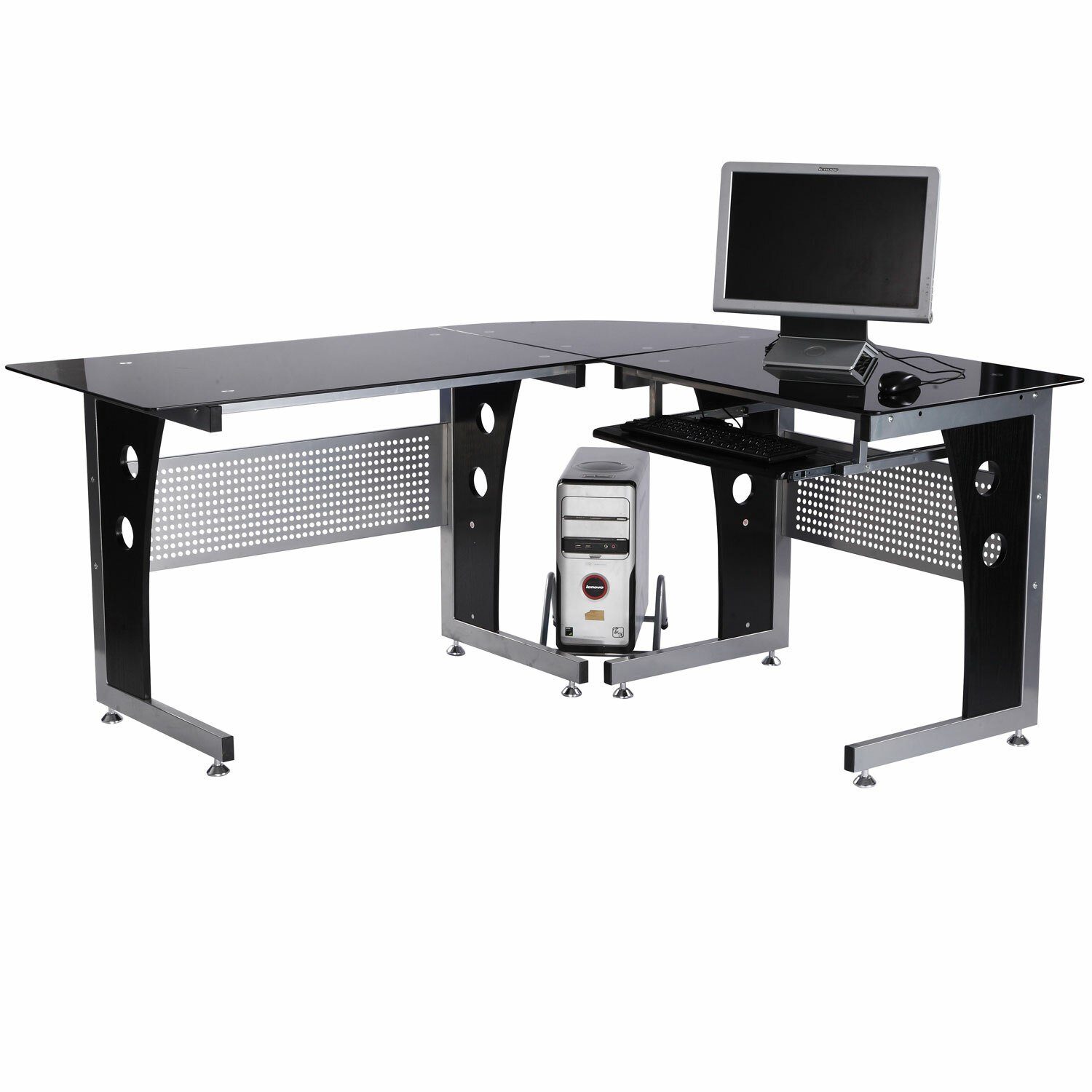 HOMCOM Computertisch Eckschreibtisch mit Sicherheitsglas günstig online kaufen
