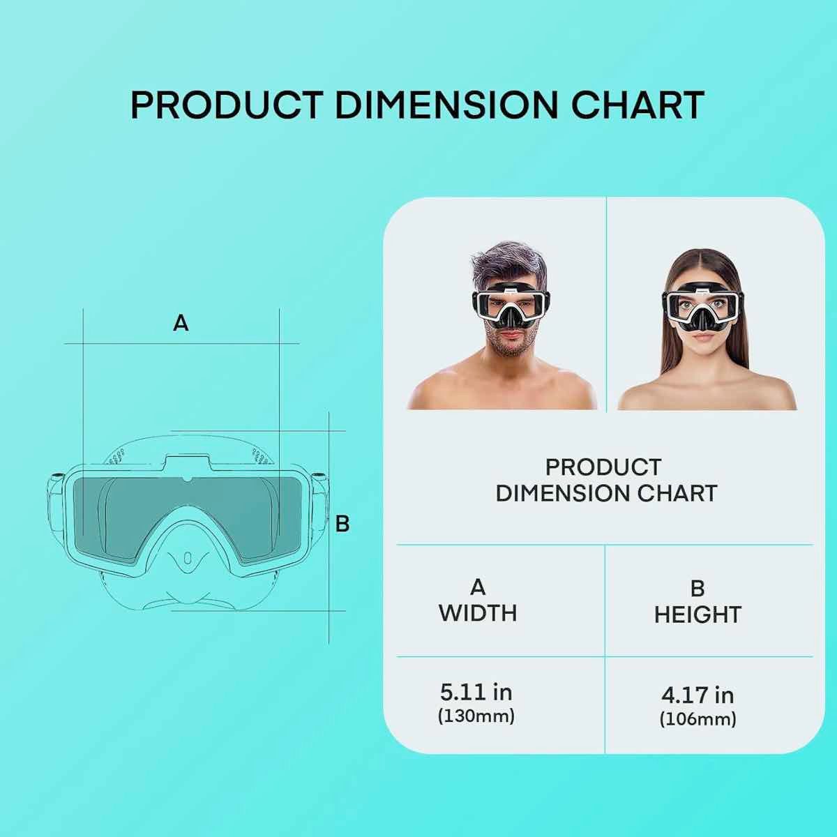 Airobots Schnorchel Set Tauchermaske & Schnorchel Anti-Fog Anti-Leck TS006/TS007 (Set, 1x Schnorchel, 1x Maske), 180°-Panorama, flexibler Silikonschlauch, korrosionsbeständig
