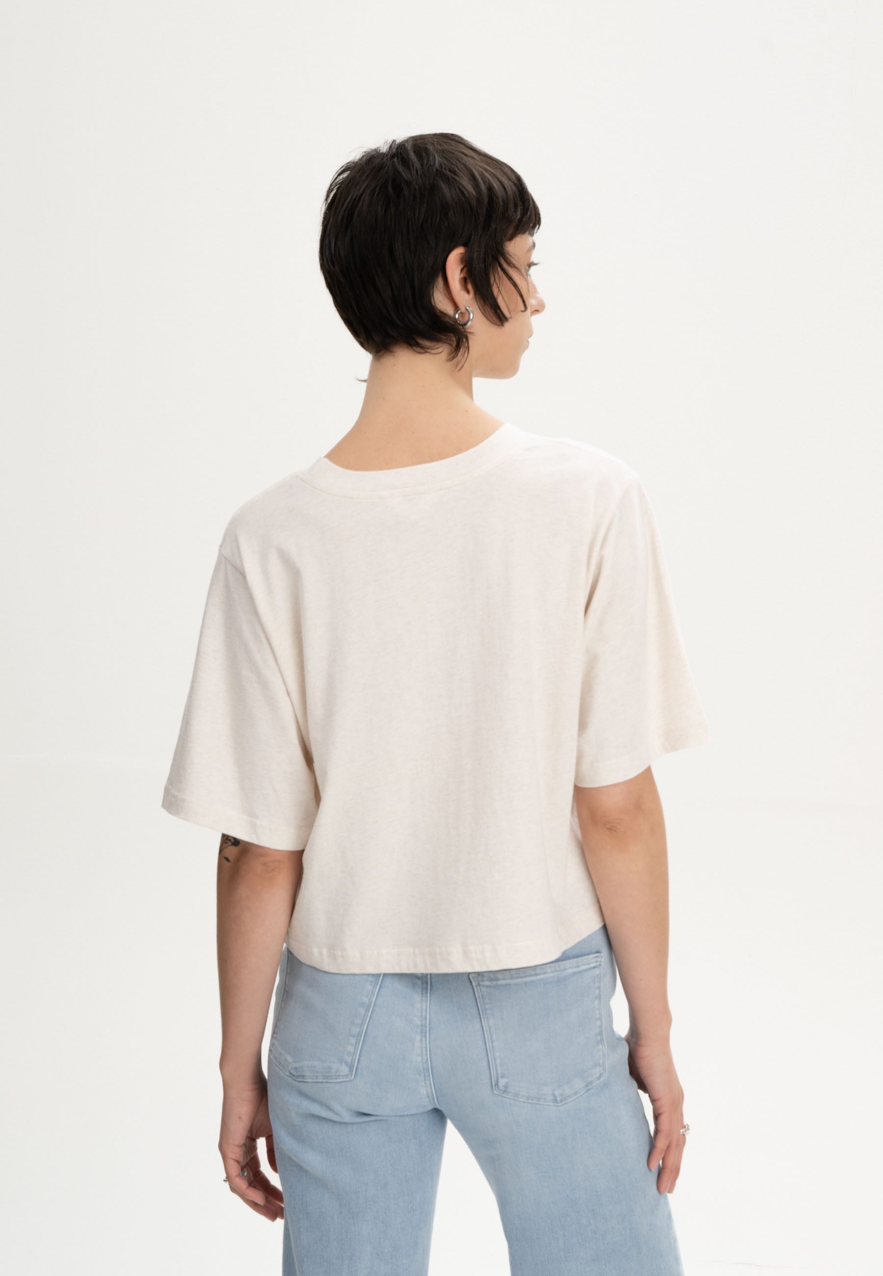 MELA Kurzarmshirt Cropped T-Shirt DESNA Rippbündchen günstig online kaufen