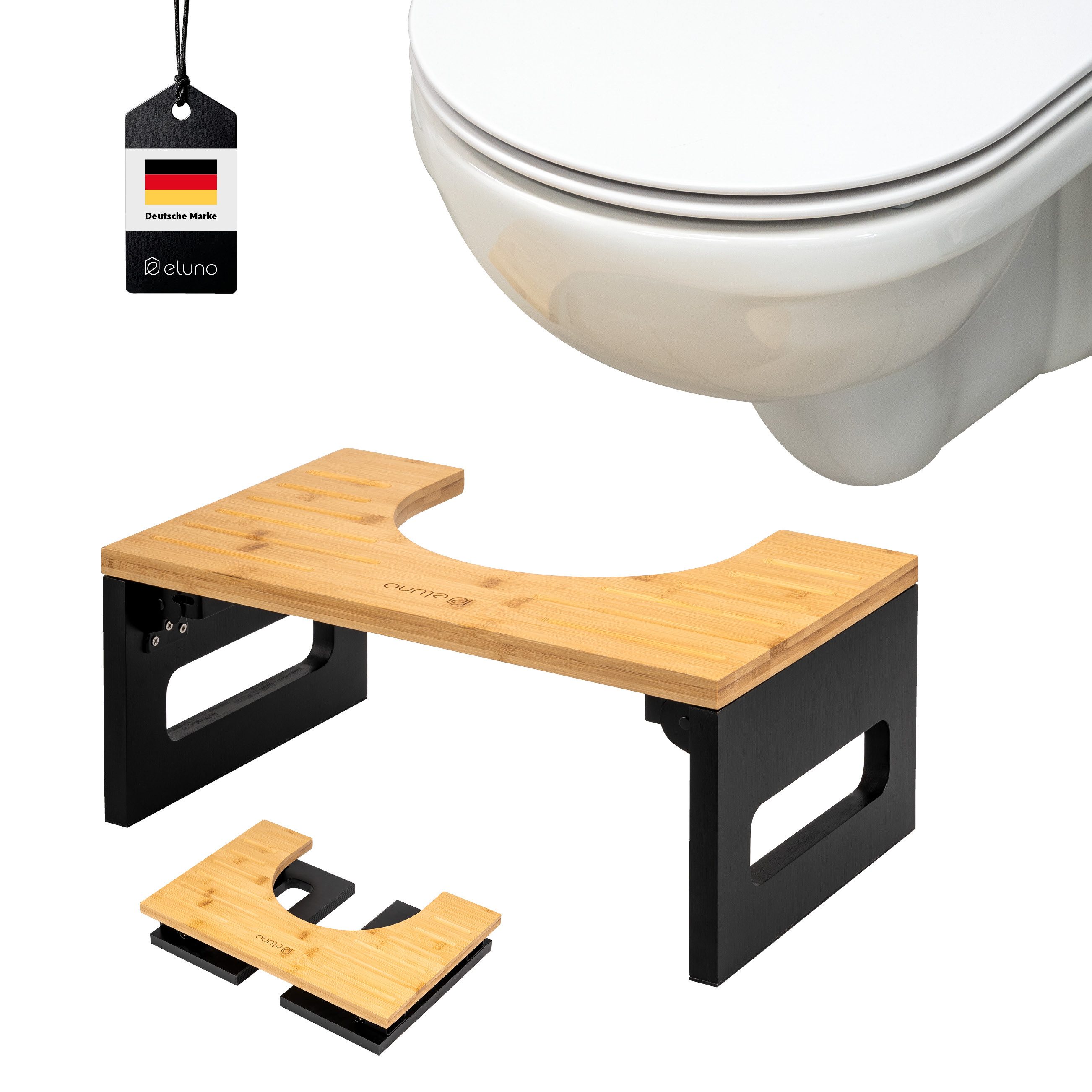 eluno Fußhocker Toilettenhocker, aus Bambus, platzsparend zusammenklappbar günstig online kaufen