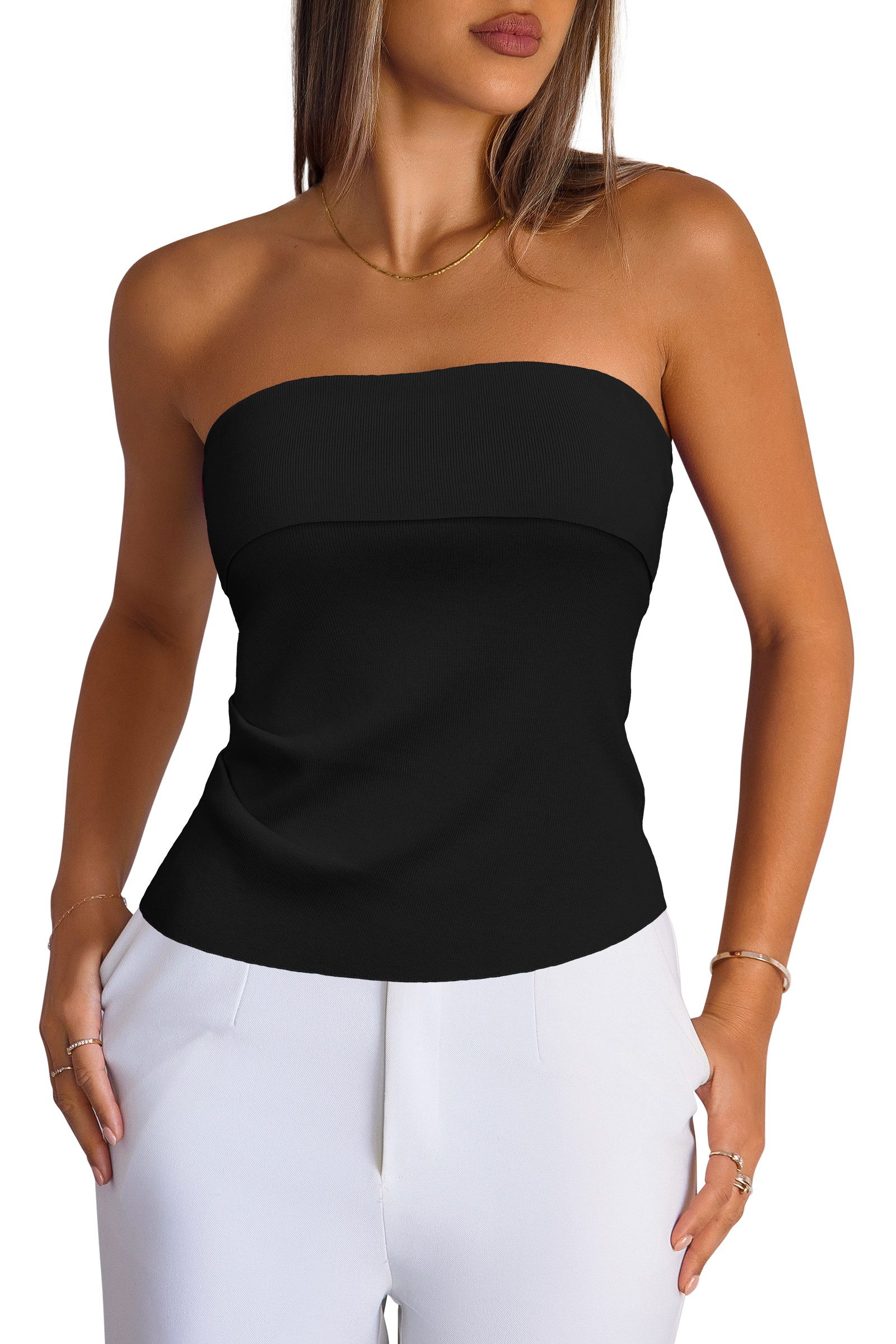 Arach&Cloz T-Shirt Damen Tube-Top Muscleshirt Modisches Tunikashirt Blickdi günstig online kaufen