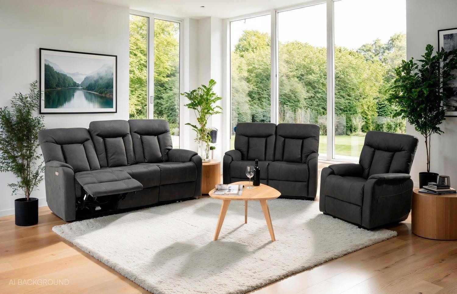 Femo Trade Relaxsessel FM-3215, Anthrazit, Mikrofaser, USB-Anschluss, 1-motorig, elektrische Relaxfunktion, B 79 x H 100 x T 93 cm