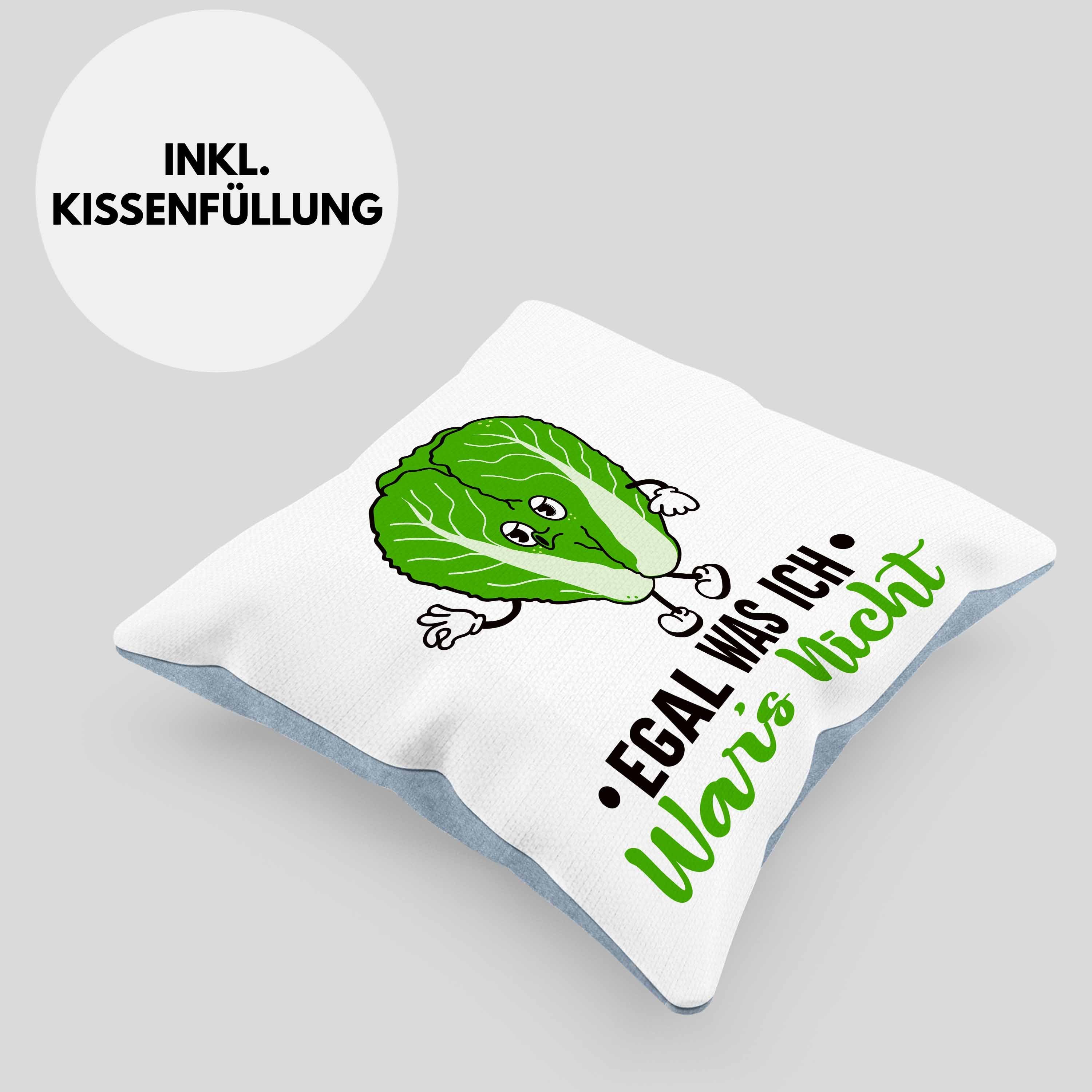 Trendation Dekokissen Trendation - Lustiger Füllung Blau Spruch Geschenk Kollegin Was Dekokissen 40x40 Kissen Egal Nicht mit Salat Ich Wars Kissen Kollege