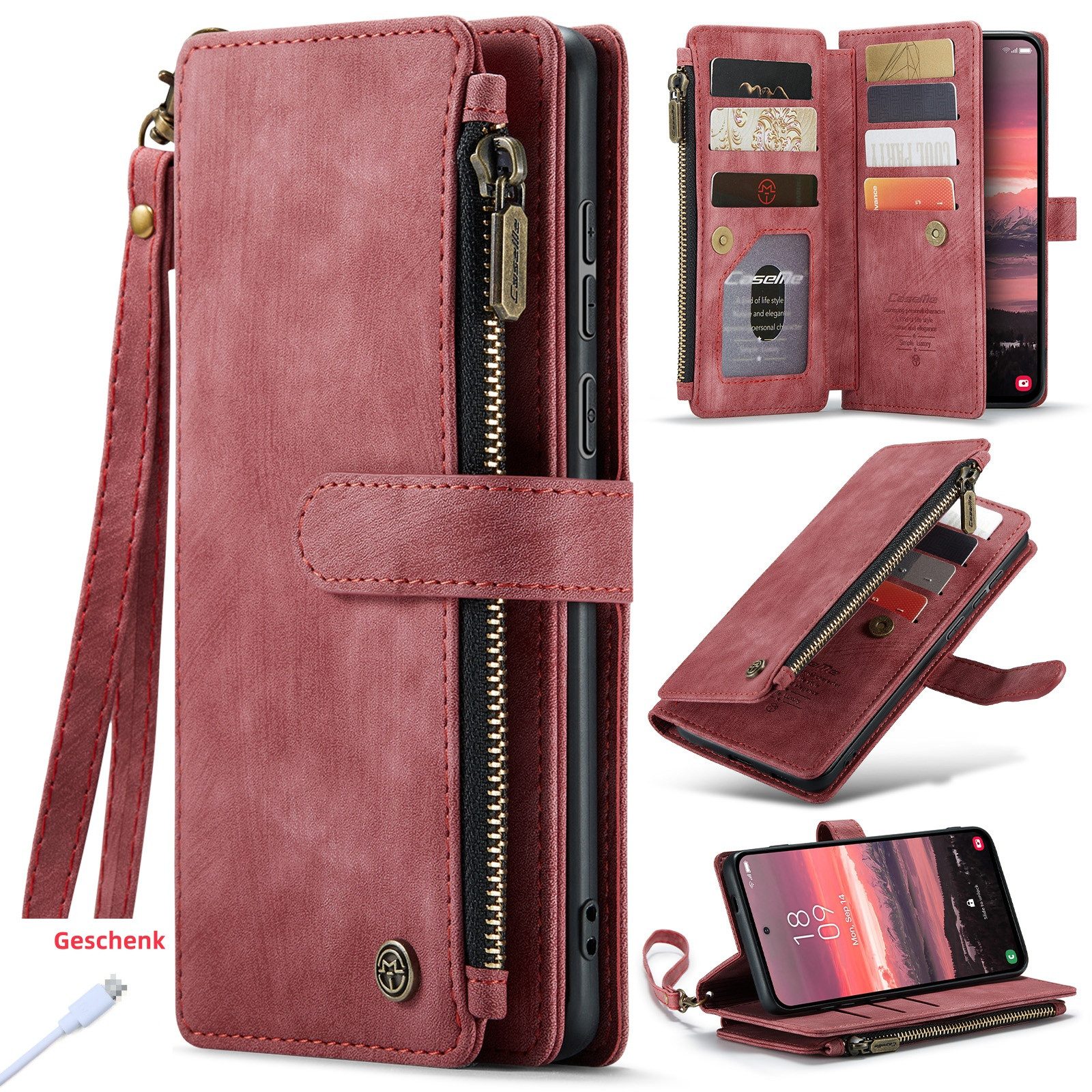 Handyhülle Magsafe Leder Geldbörse Hülle Tasche Case Cover für Samsung S Modelle