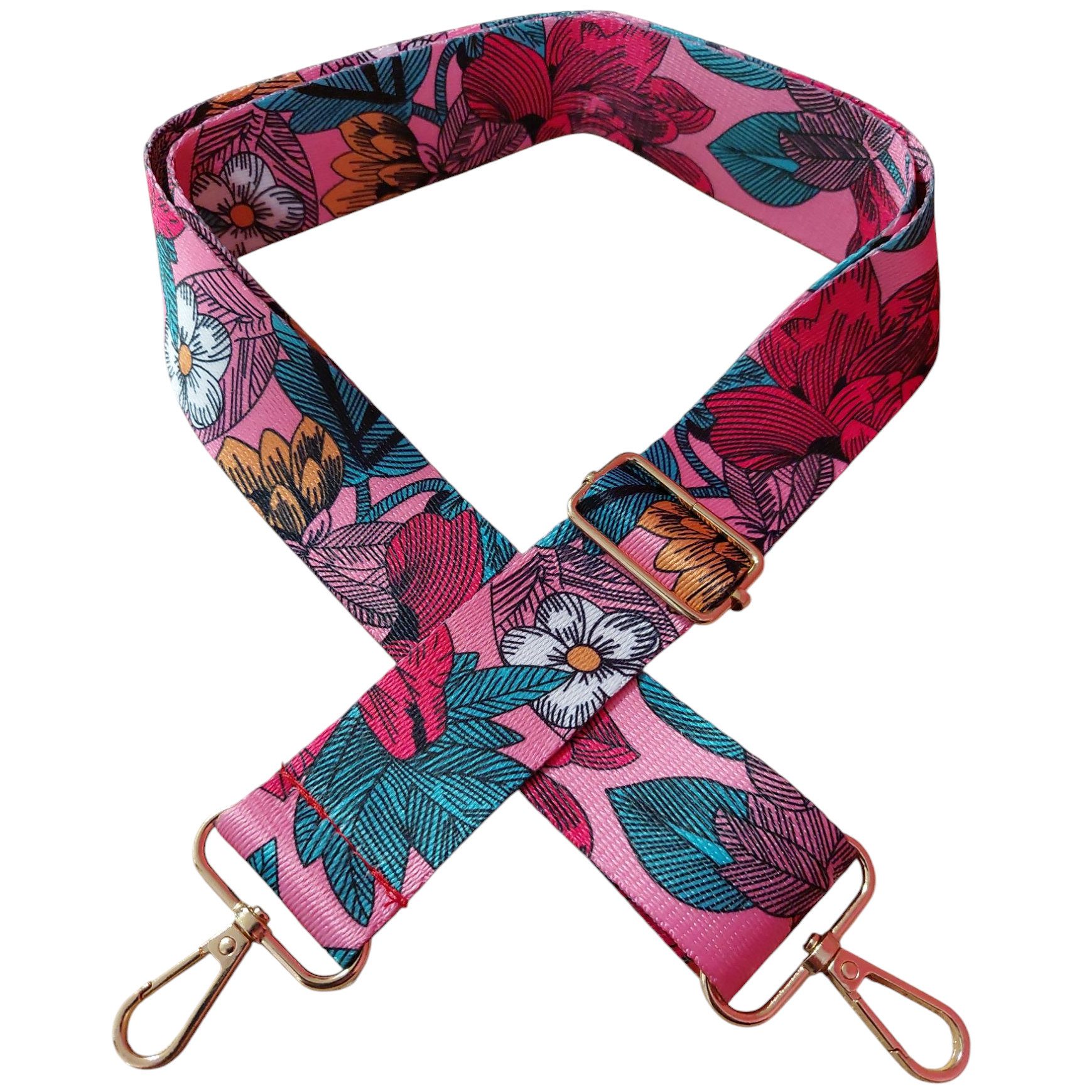 Ware aus aller Welt Schulterriemen Schultergurt für Taschen 3.8 cm breiter Taschengurt (bunt, 1-St., für Handtaschen, Umhängetaschen, Rucksäcke, Sporttaschen) Länge verstellbarer Gurt 75cm-135cm. Karabinerhaken zur Befestigung