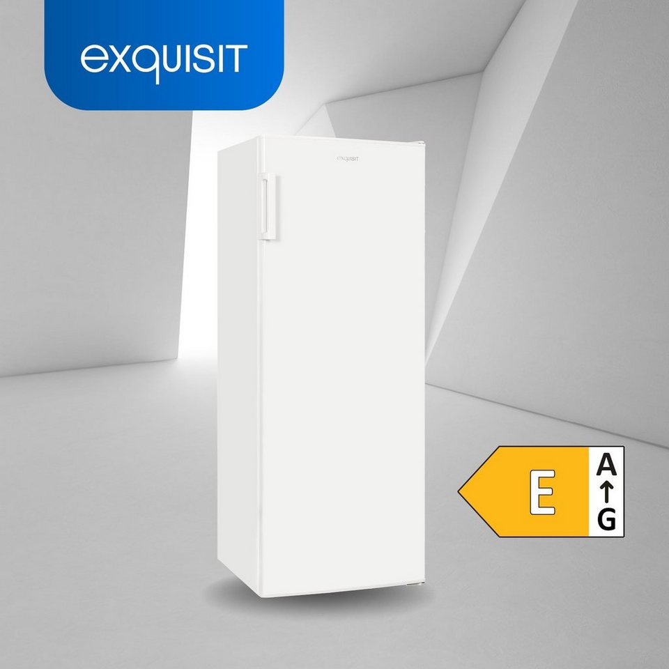exquisit Vollraumkühlschrank KS320-V-H-040E, 142.6 cm hoch, 54.4 cm breit,  XL-Kühlschrank mit reichlich Platz für Ihr Kühlgut, LED-Licht - helle und  effiziente Ausleuchtung des Innenraums