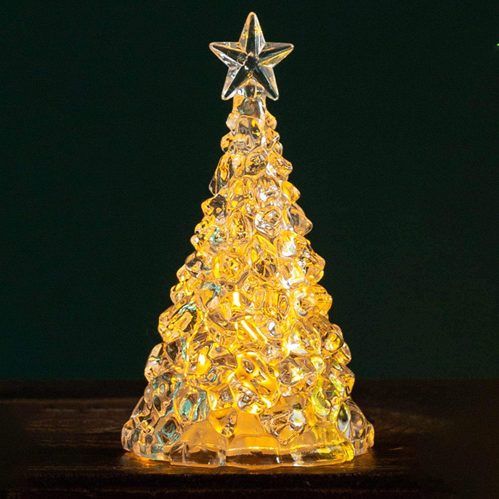 Nachtlicht Weihnachtsbaum Kristall Nachtlicht Heiligabend Ornament 4 Weihnachtsdekorationen Geschenk Nachtlicht Rutaqian Stück LED Gold Desktop LED Kerzenlicht,