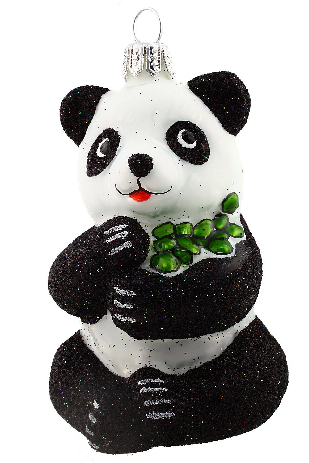 - - Christbaumschmuck handdekoriert Weihnachtskontor Pandabär, mundgeblasen Hamburger Dekohänger