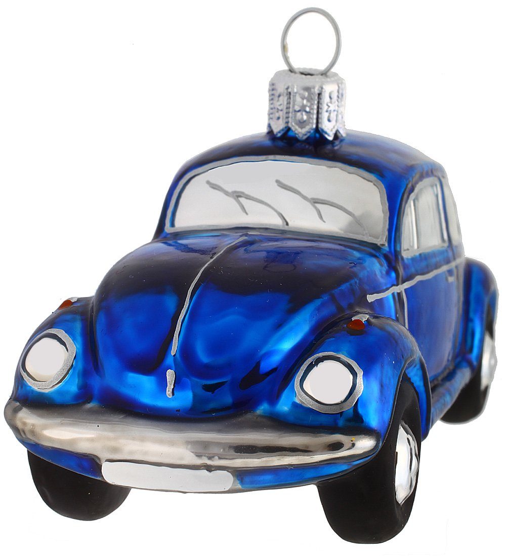 Hamburger Weihnachtskontor Christbaumschmuck VW Käfer blau, Dekohänger - mundgeblasen - handdekoriert