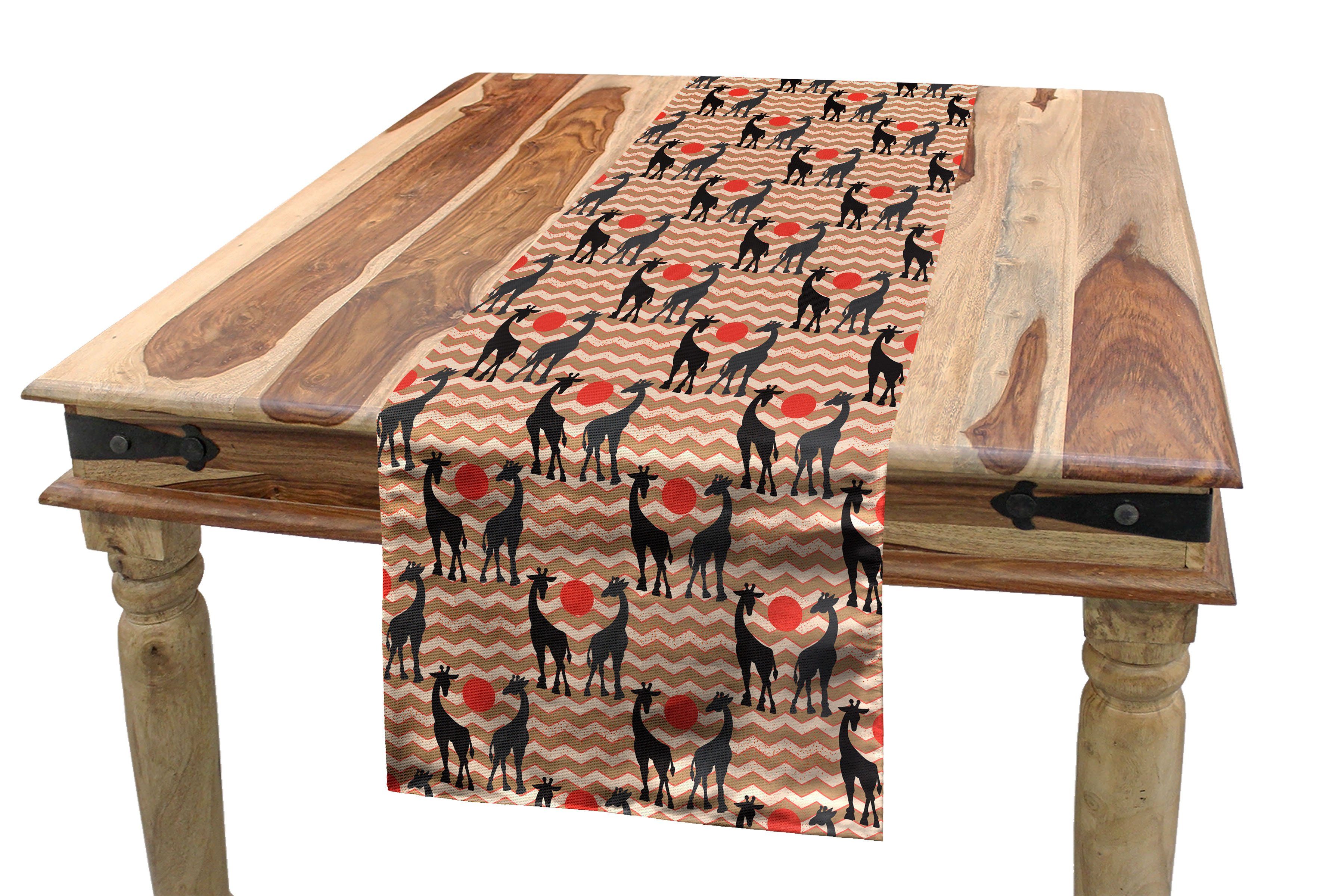 Abakuhaus Tischläufer Esszimmer Küche Rechteckiger Dekorativer Tischläufer, Giraffe Vintage Safari