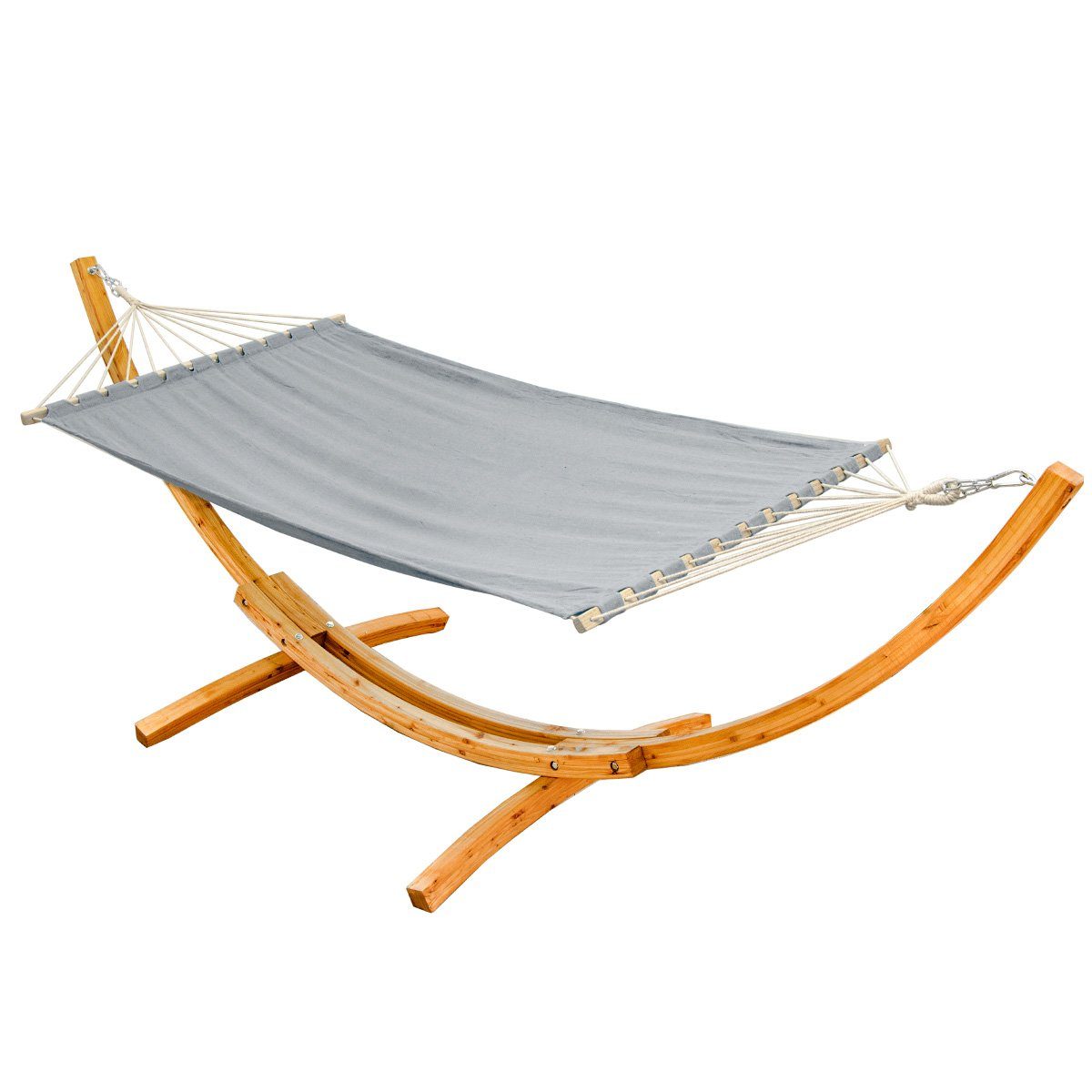 AMANKA Hängematte mit Gestell aus Holz - 200 x 120 cm Doppelhängematte für 2 Personen, XL Stabhängematte - Outdoor Relaxliege für Garten, Terrasse und Balkon