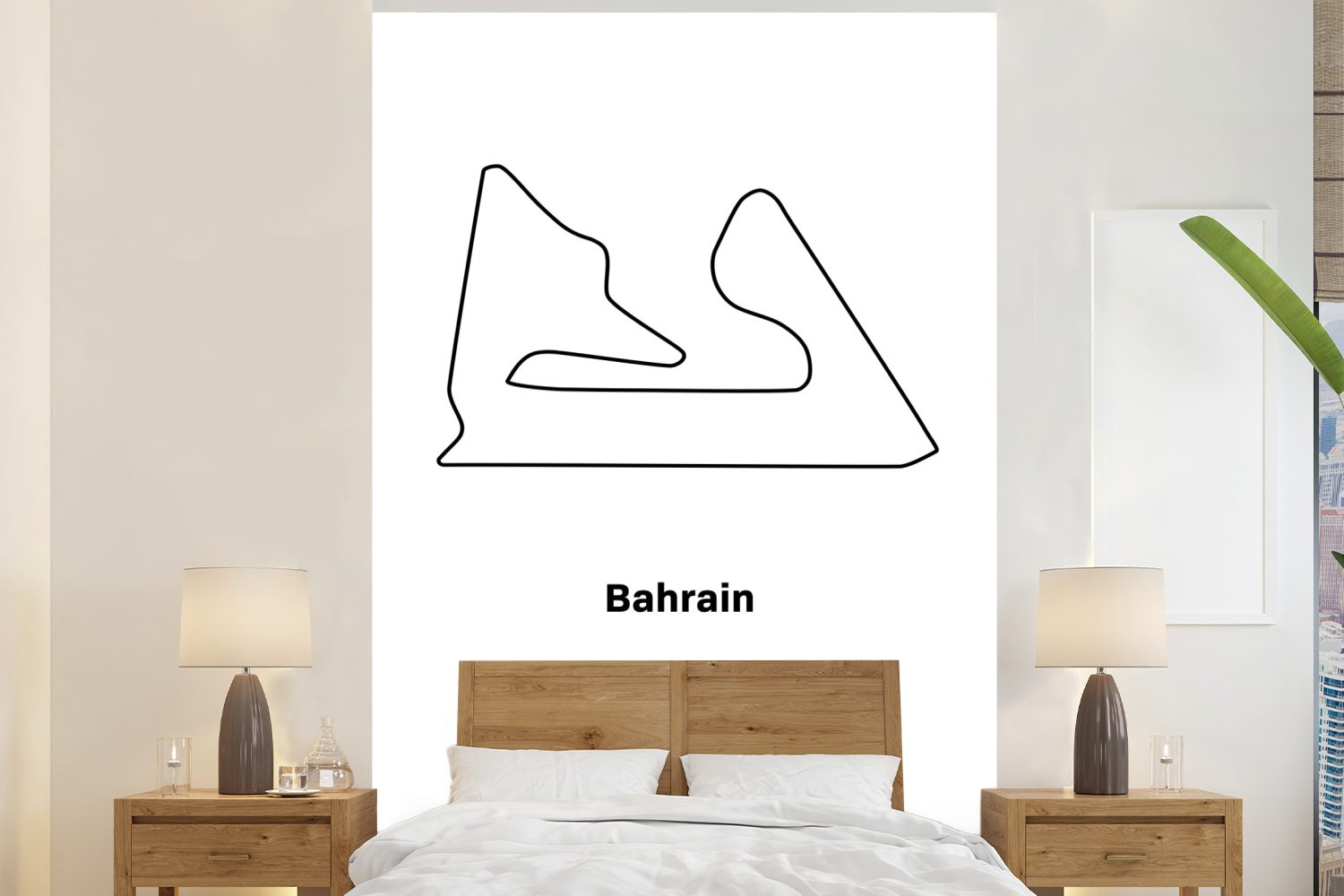 Wandtapete - Fototapete Wohnzimmer, für (3 Bahrain bedruckt, Tapete Matt, Vinyl Montagefertig - F1, St), Rennstrecke MuchoWow