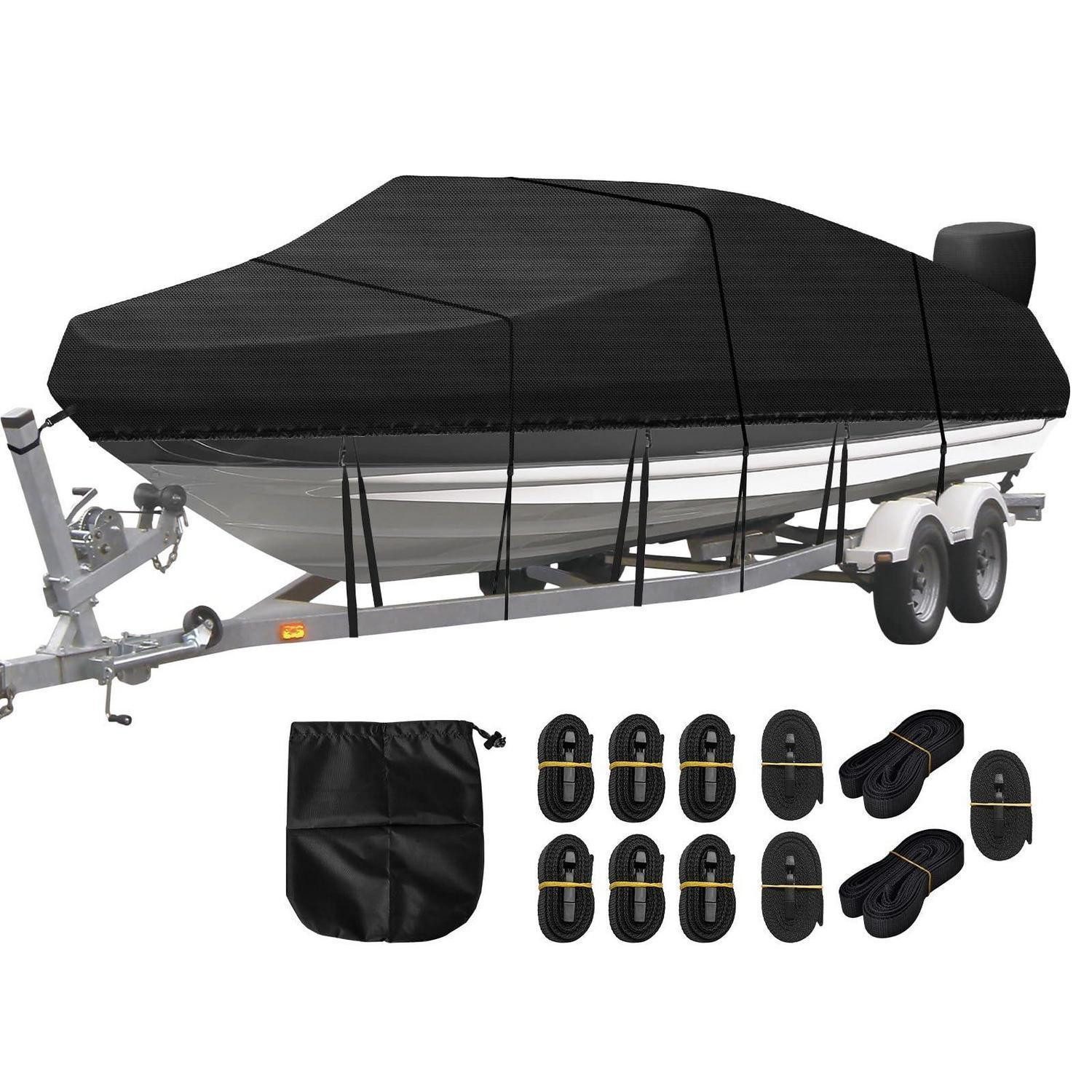 LuxusKollektion Schutzplane Bootsplane Bootsabdeckung 420D Oxford Angelboot V Rumpf 14-16ft