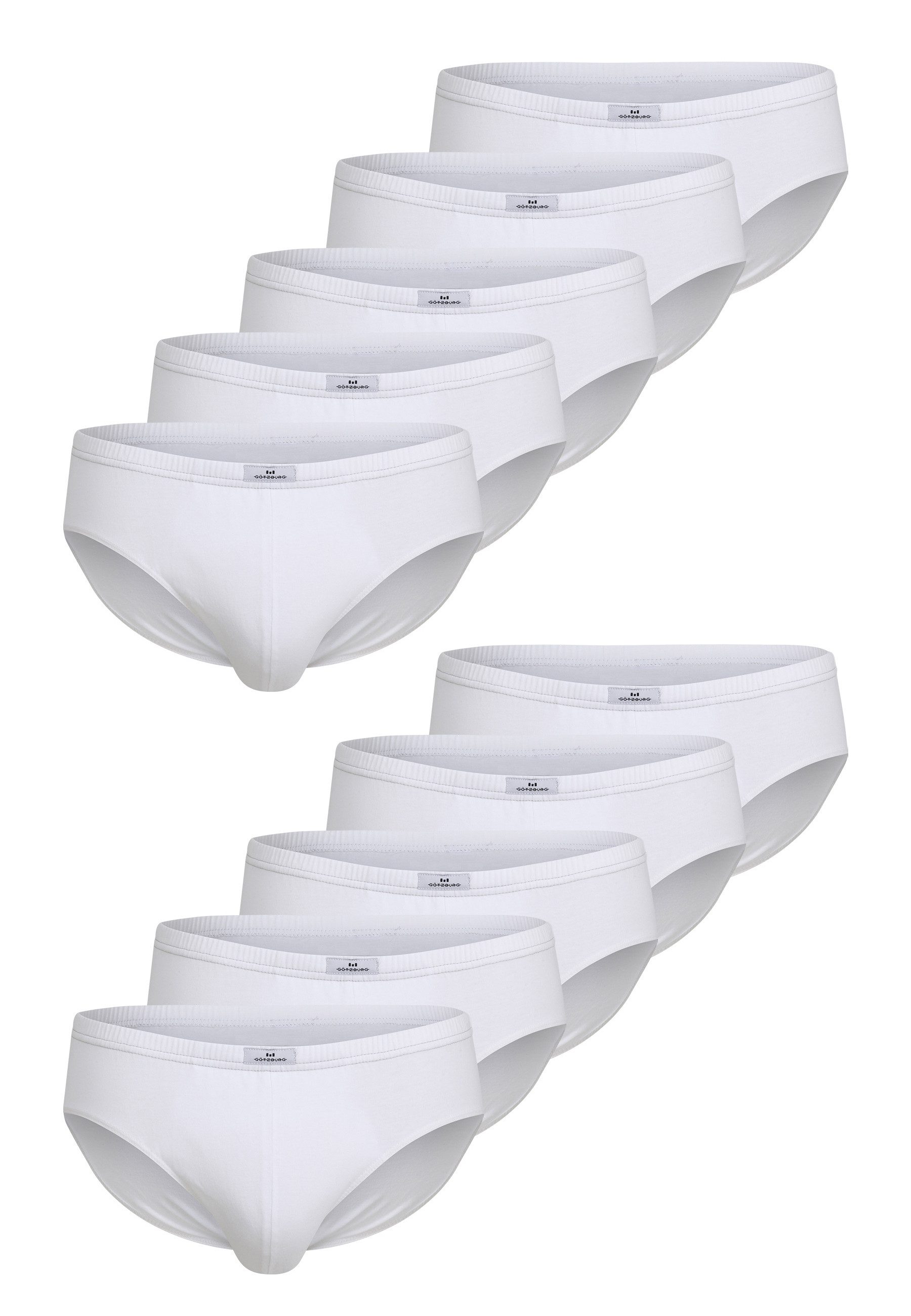 GÖTZBURG Slip GÖTZBURG Herren Sport-Slip weiß uni 10er Pack (10-St)