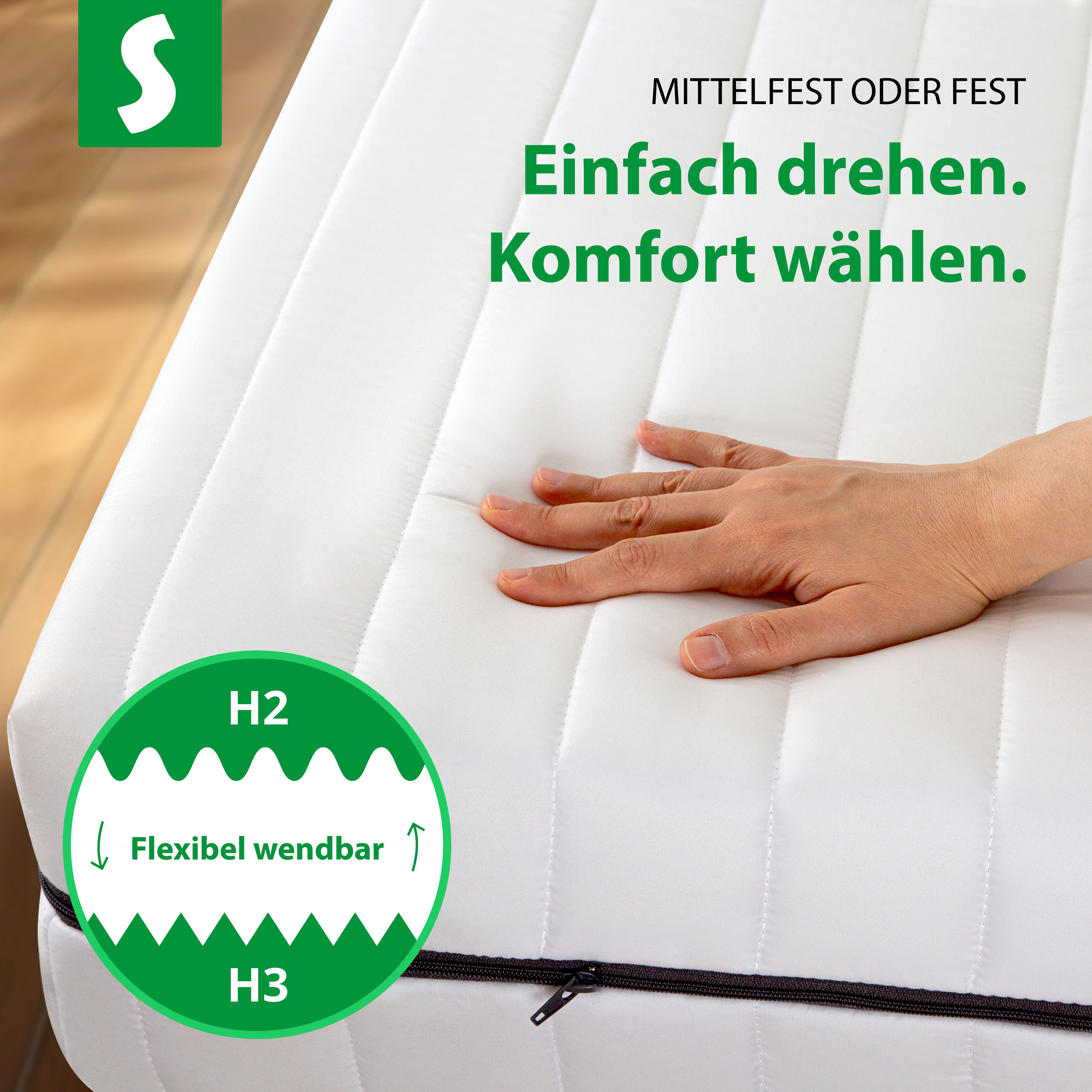 Kaltschaummatratze 15 cm 7-Zonen Kaltschaummatratze verfügt über 2 Härtegrade, wendbar, Schlaftroll, 15 cm hoch, 90x200 cm, 140x200 cm, und weiteren Größen erhä – Bild 4 von 5
