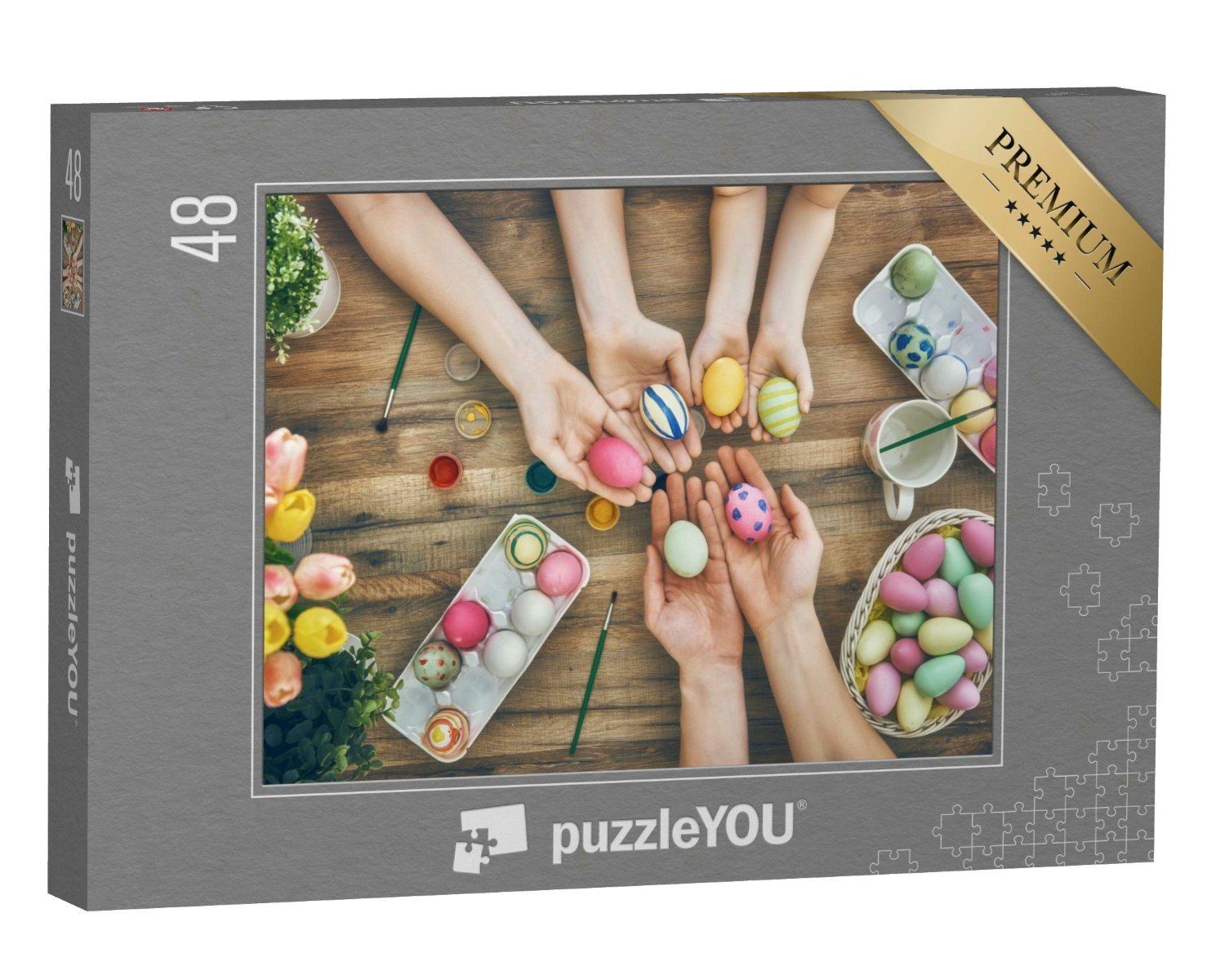 puzzleYOU Puzzle Selbst bemalte Ostereier, 48 Puzzleteile, puzzleYOU-Kollektionen Festtage