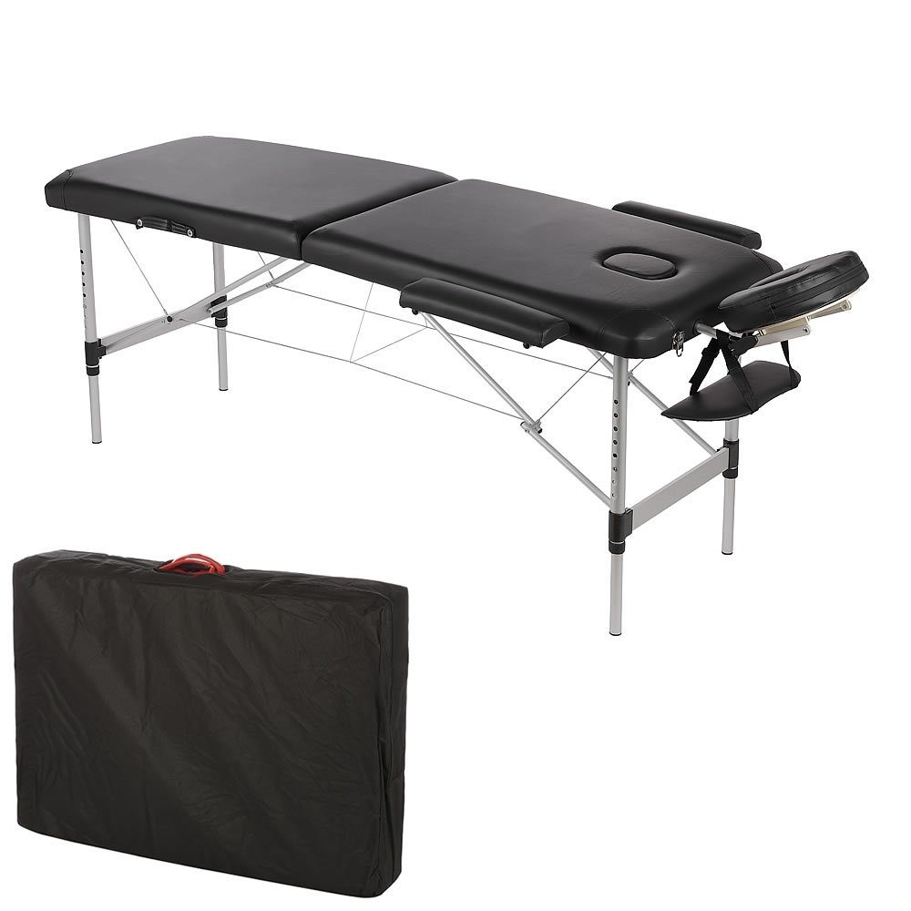 Feel2Home Massageliege Massageliege Aluminium 2 Zonen schwarz Massagebank klappbar Liege (Stück, Premium-Massageliege), Abnehmbare Elemente