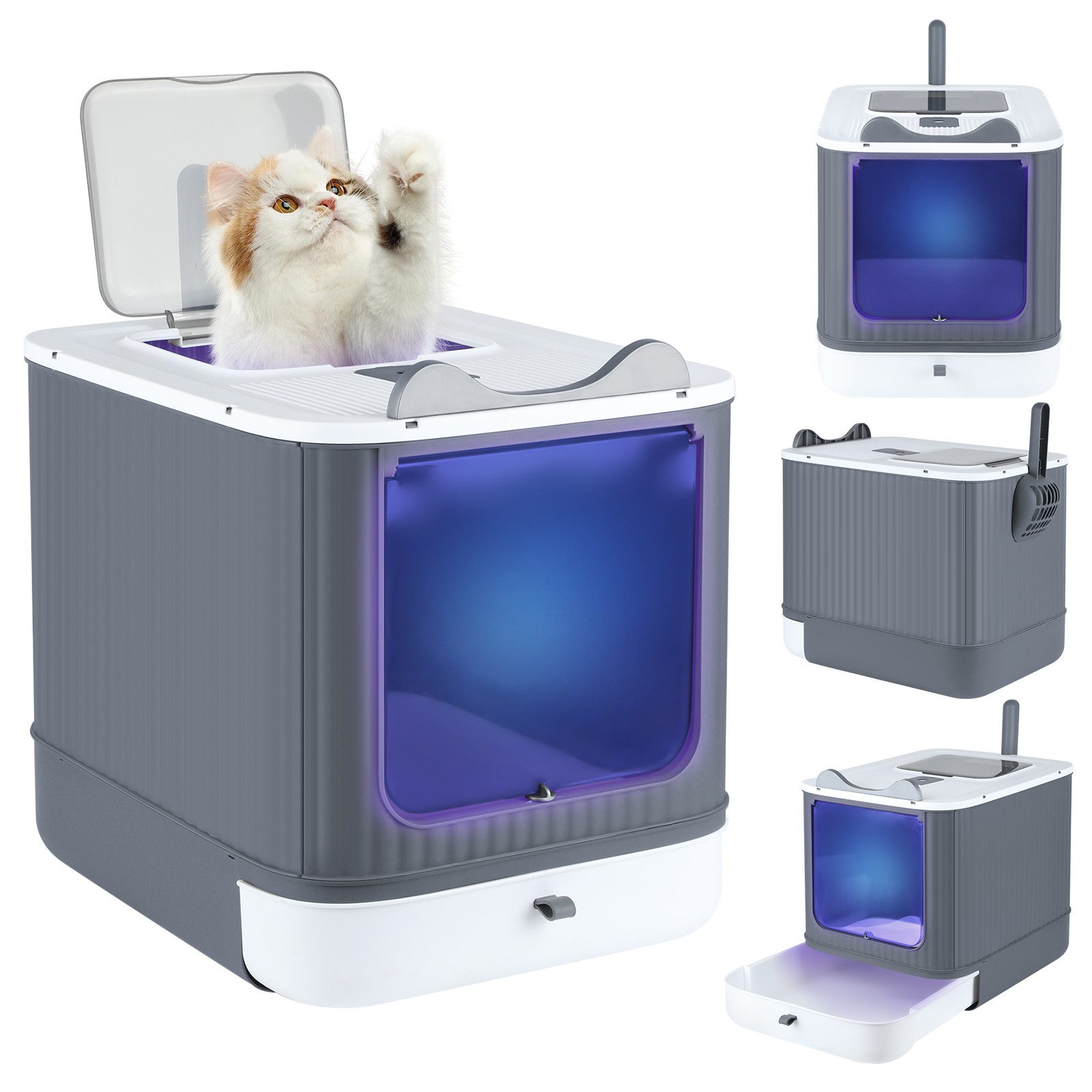 JEOBEST Katzentoilette Katzenklo mit UV-Sterilisation und Deckel Aktivkohle günstig online kaufen