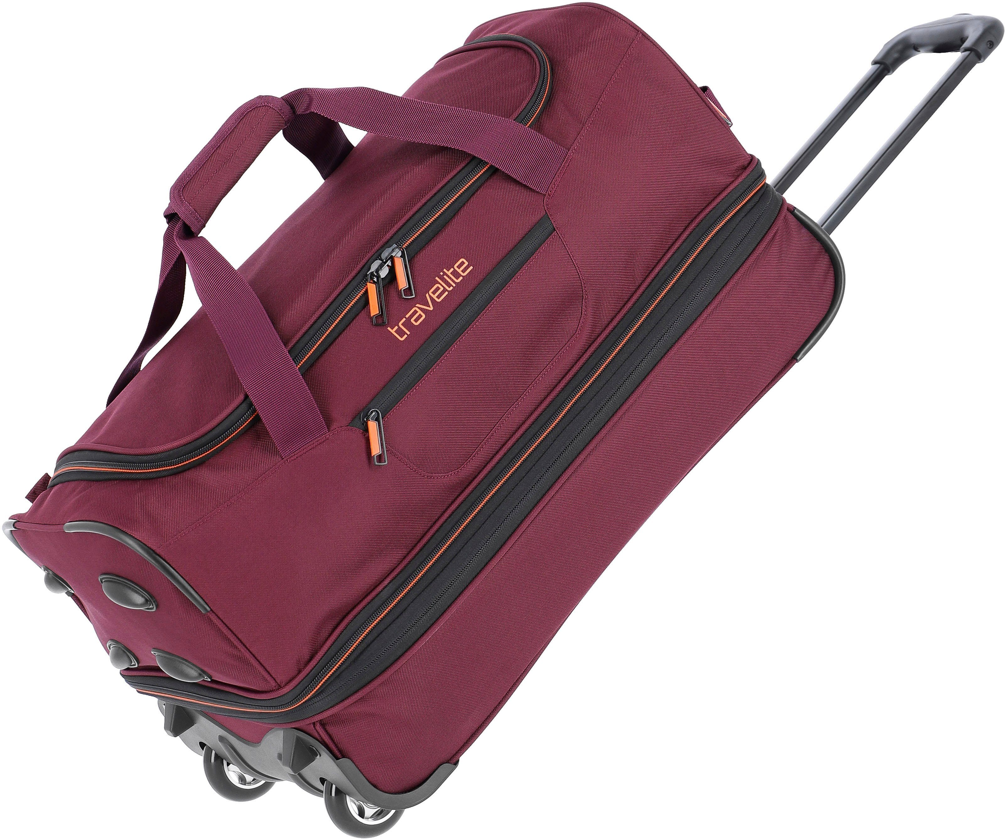 travelite Reisetasche Basics, cm, mit Bordeaux 55 Rollen