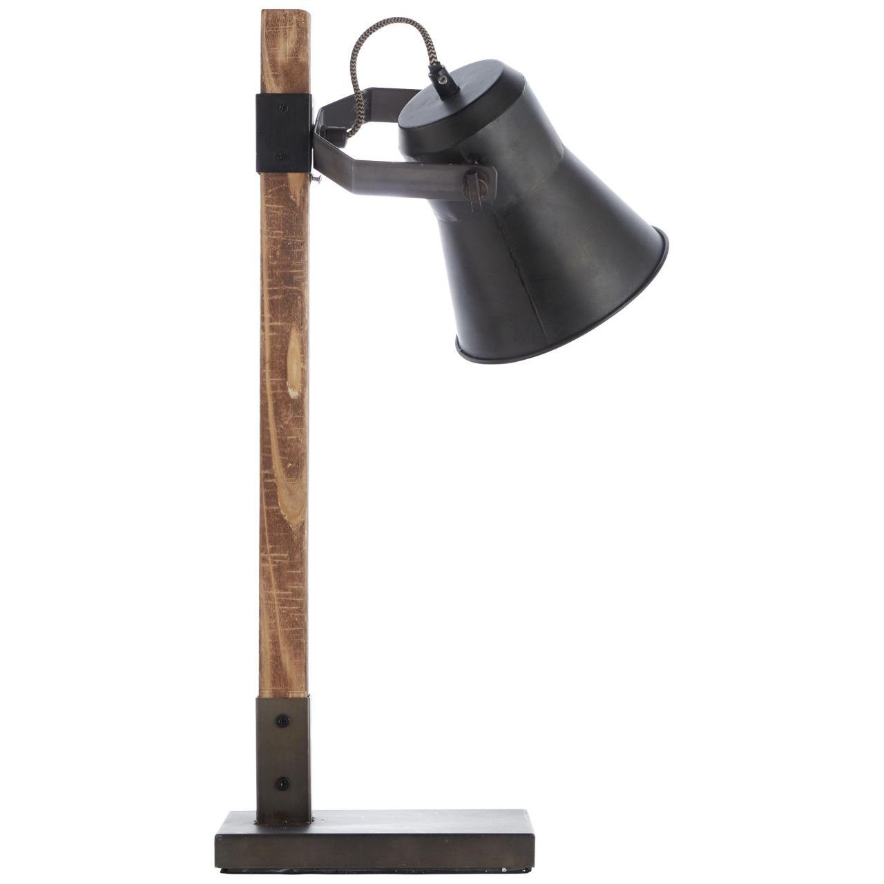 Brilliant Tischleuchte Decca, Lampe, Decca Tischleuchte 1x E27, schwarz Holz aus na 10W, A60, stahl