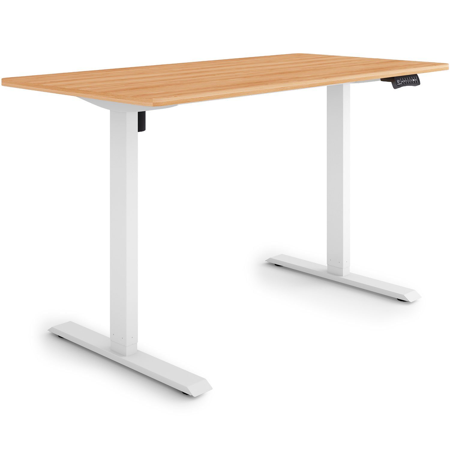 140 Weiß ESMART Tischplatte: 70 Ahorn Rahmen: ESMART Elektrisch x Schreibtisch / Germany, höhenverstellbarer Schreibtisch ETX-121 cm