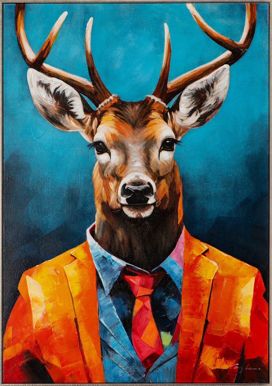ArtUniverse Gemälde Leinwandbild Mr. Hirsch 70 x 100 cm, Tiermotiv