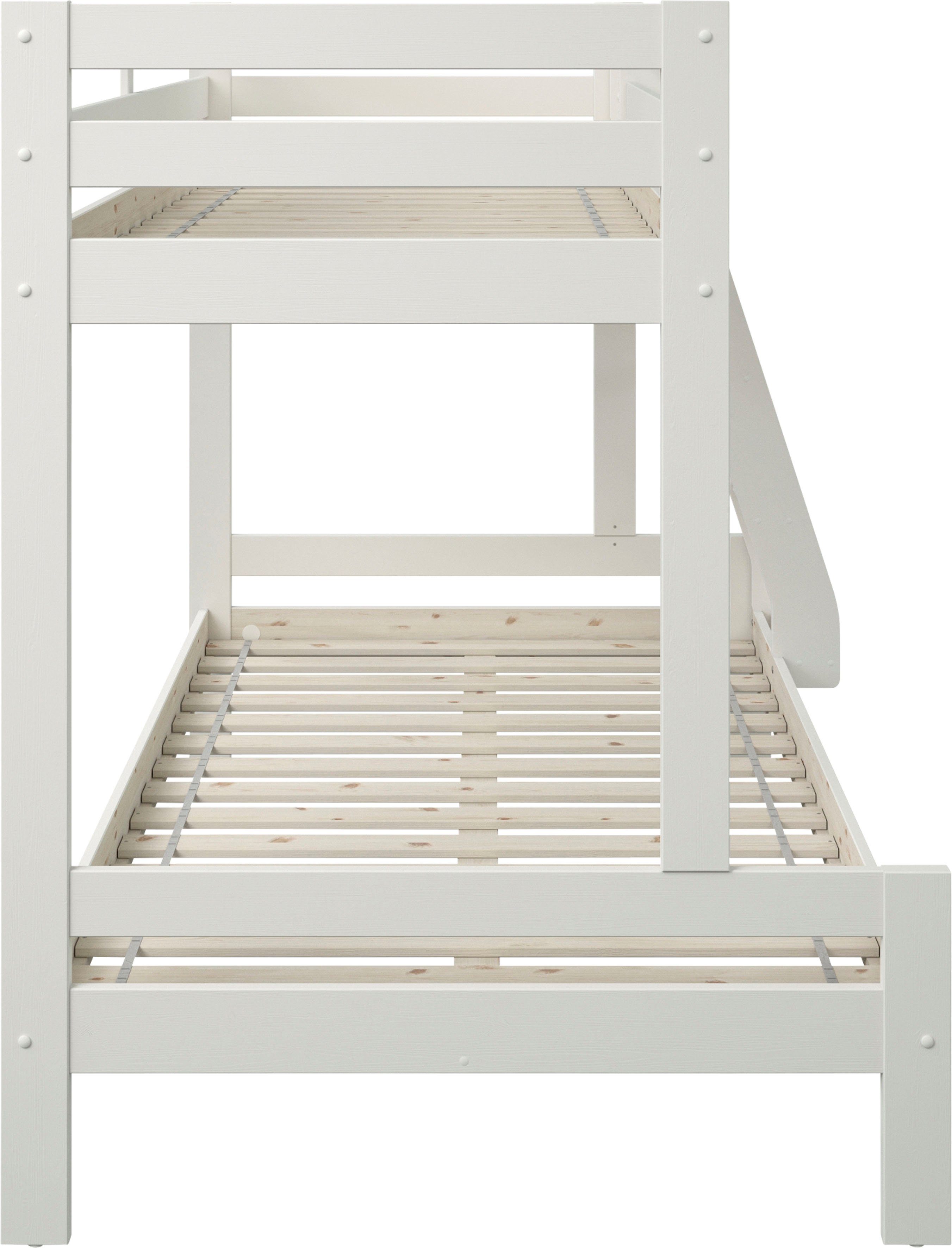 Lüttenhütt Bunk Bed, Loft Bed, "NORA" BESTSELLER! (Ladder can be mounted on either side), with drawers, certified solid wood, wide sleeping area on the bottom