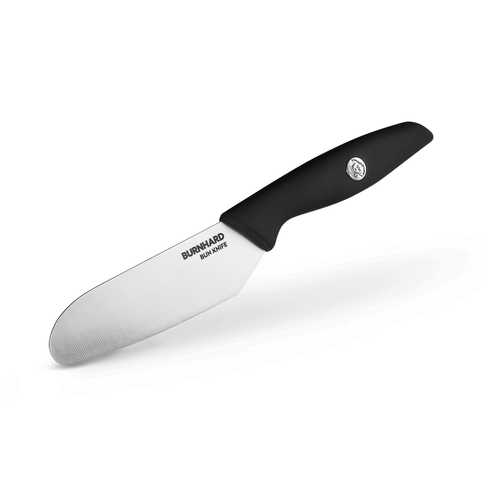 BURNHARD Burgerpresse Burger-Set (1 St), Edelstahl, Kunststoff, Brötchenmesser mit Wellenschliff, Chrom-Molybdän Stahl, Soft Grip