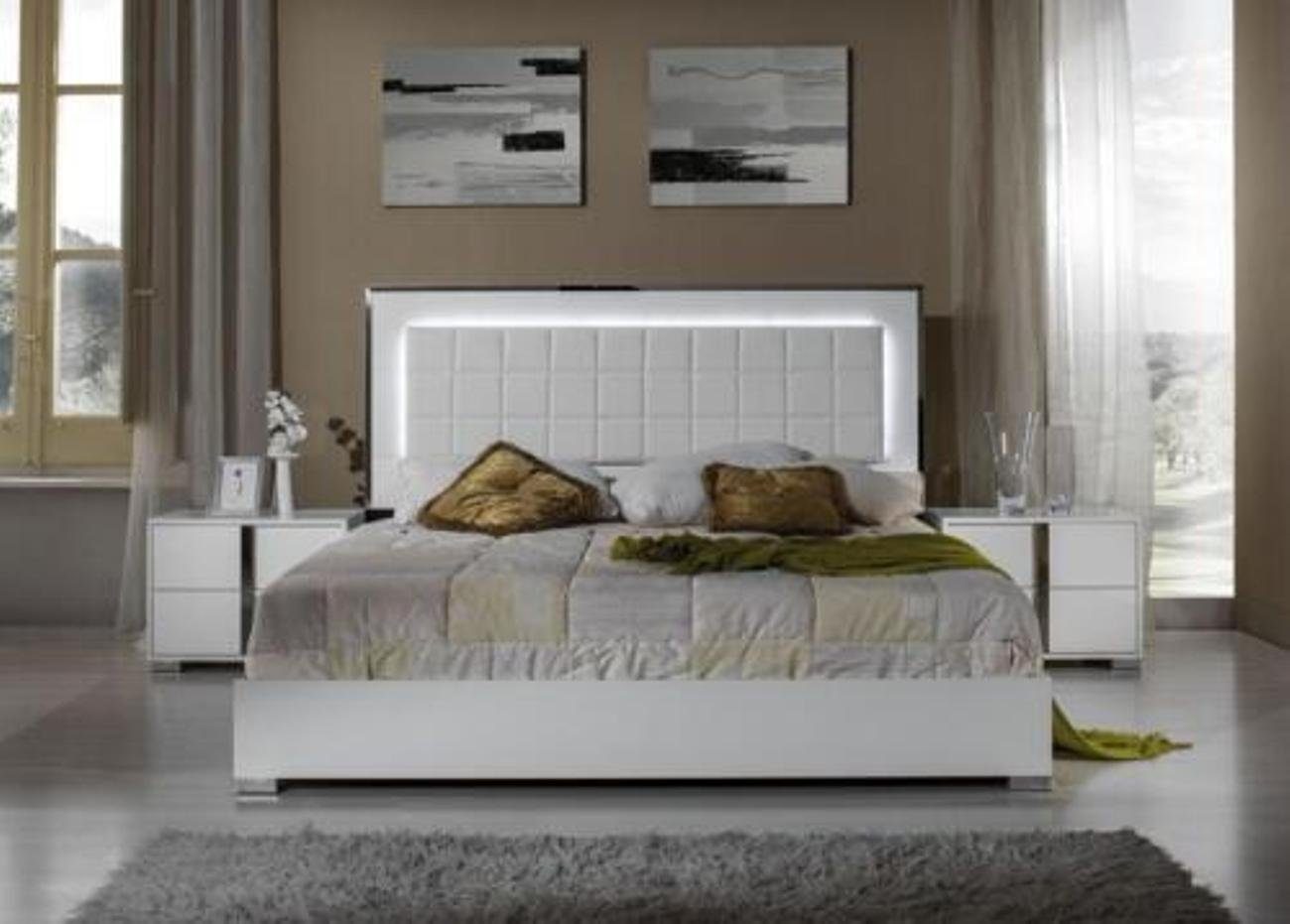 JVmoebel Polsterbett, Bett Modern Betten Polsterbett Doppelbett Bettrahmen Weiß Design