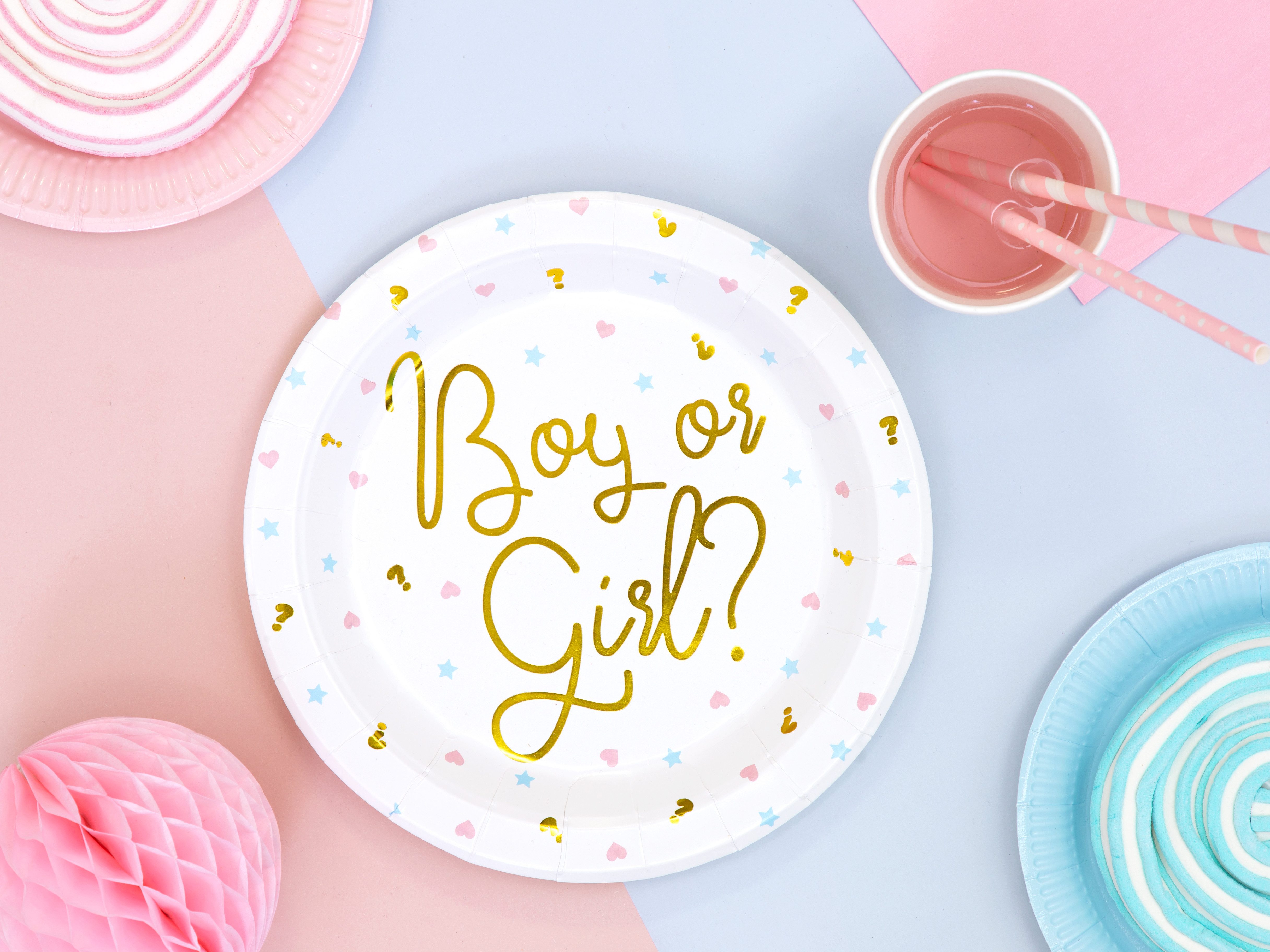 partydeco Pappteller Pappteller 'Boy or Girl', Ø23cm/6Stk.