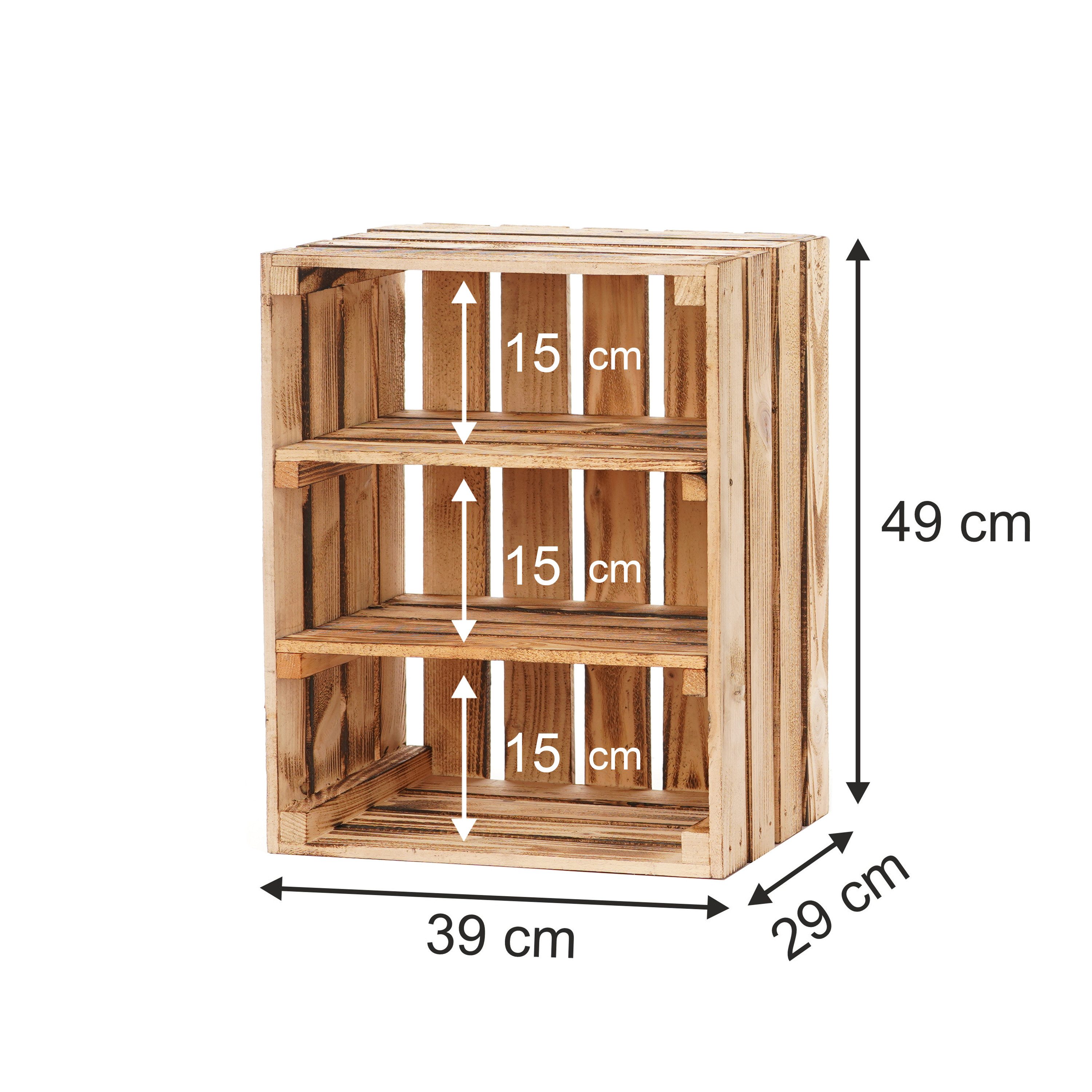 GrandBox Dekokiste Holz Kiste 50x40x30 cm geflammt Vintage mit 2 Brettern (1er Set)