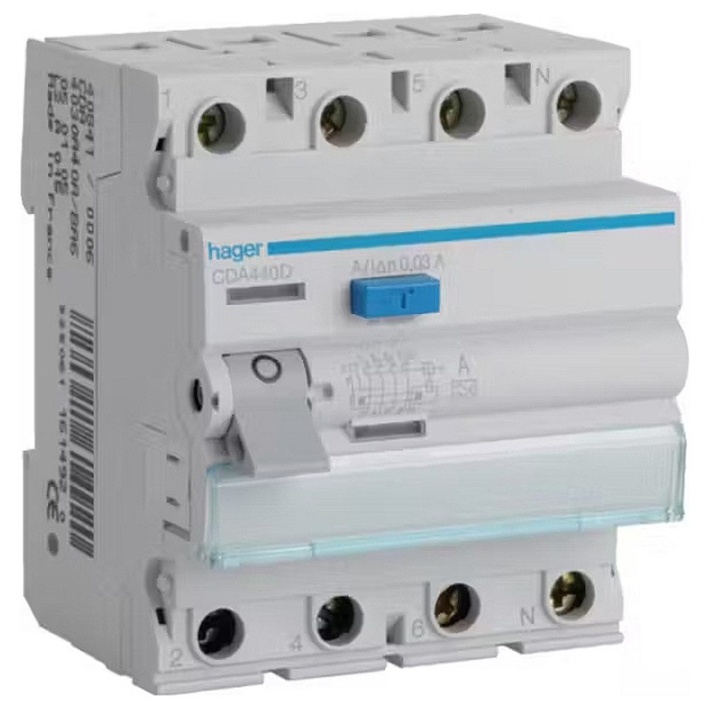 Hager Sicherheitsrelais Hager CDA440D Fehlerstrom-Schutzschalter