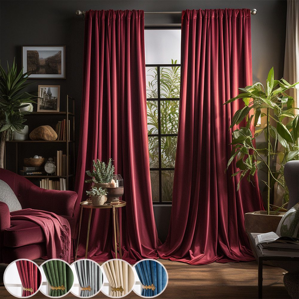 Jibenhome Gardine Vorhang mit Kräuselband Samt günstig online kaufen