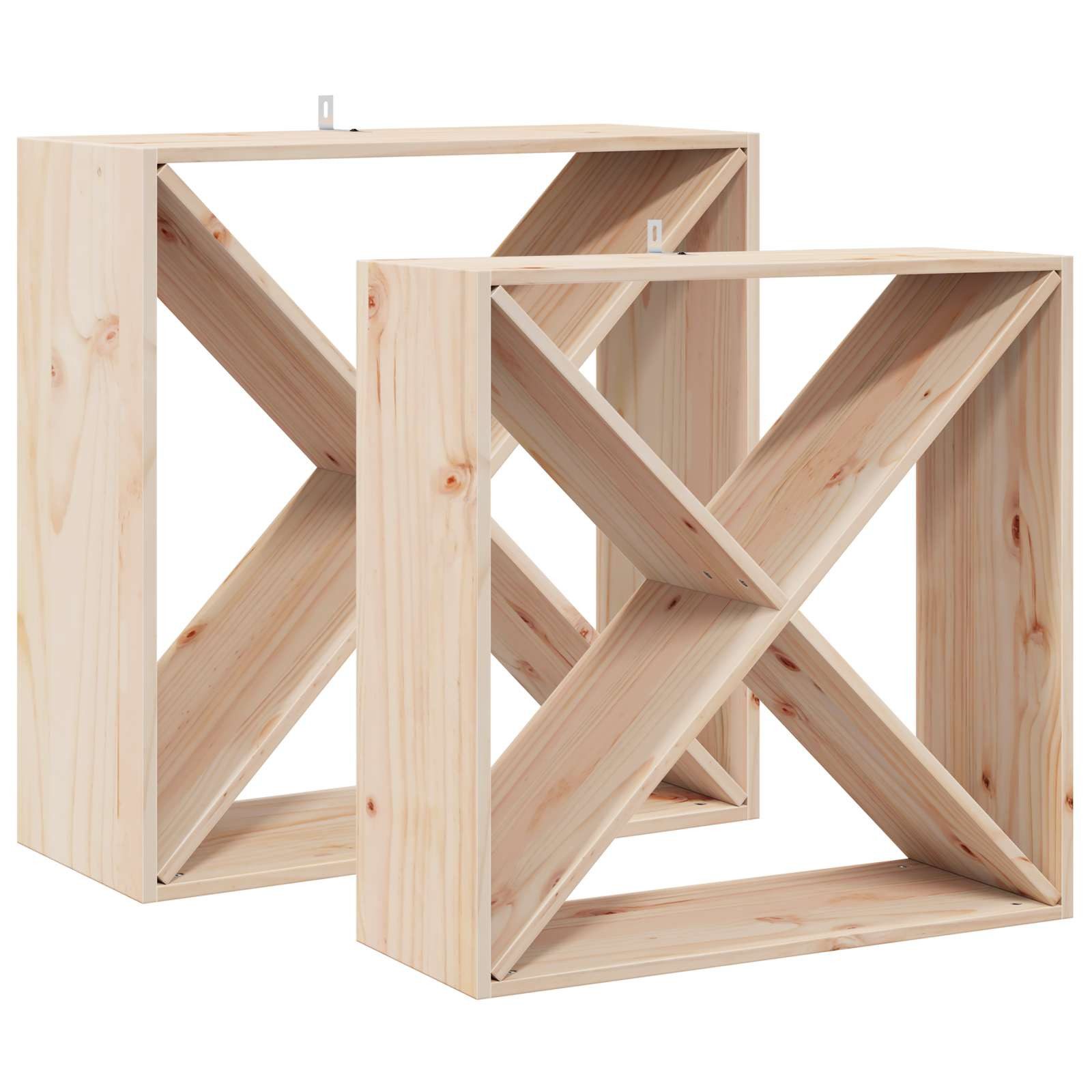 vidaXL Barschrank Weinregal 2 Stk. Natur 62 x 25 x 62 cm Massives Kiefernholz (2-St)