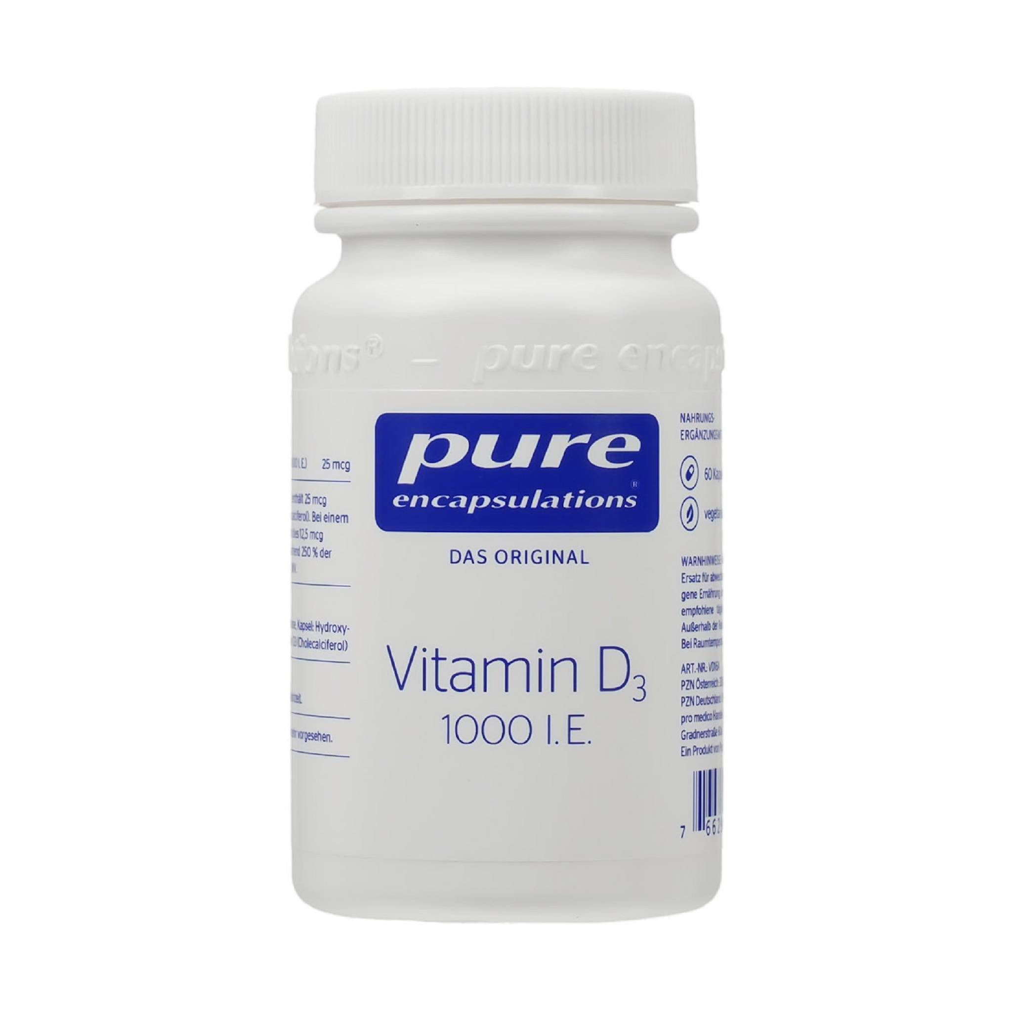 pro medico GmbH PURE ENCAPSULATIONS Vitamin D3 1000 I.E. Kapseln Kapsel