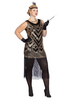 Metamorph Kostüm Goldenes 20er Jahre Abendkleid, Schimmerndes Flapper-Kleid für Deine Charleston-Tanzeinlage