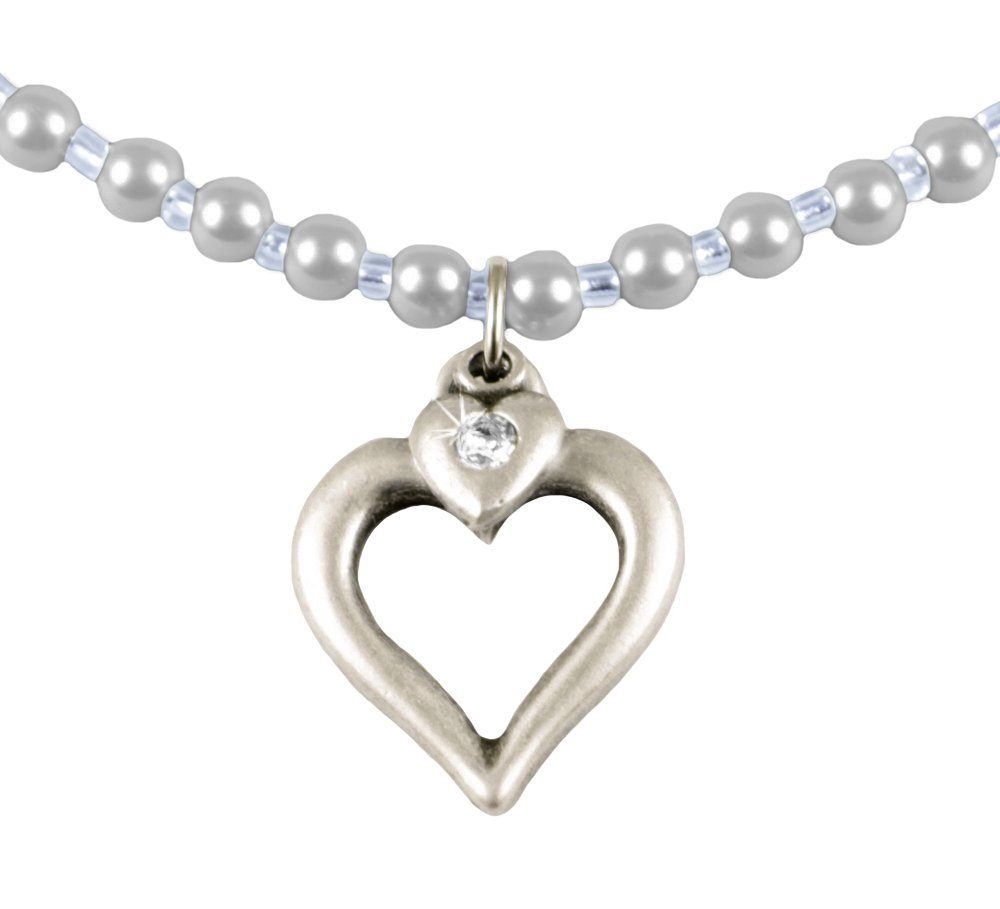 LUISIA® Perlenkette Halskette Eva mit Herzanhänger günstig online kaufen