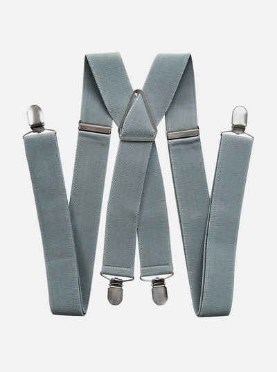 25mm breit grau mit Streifen Hosenträger 120cm lang 4er Clip 