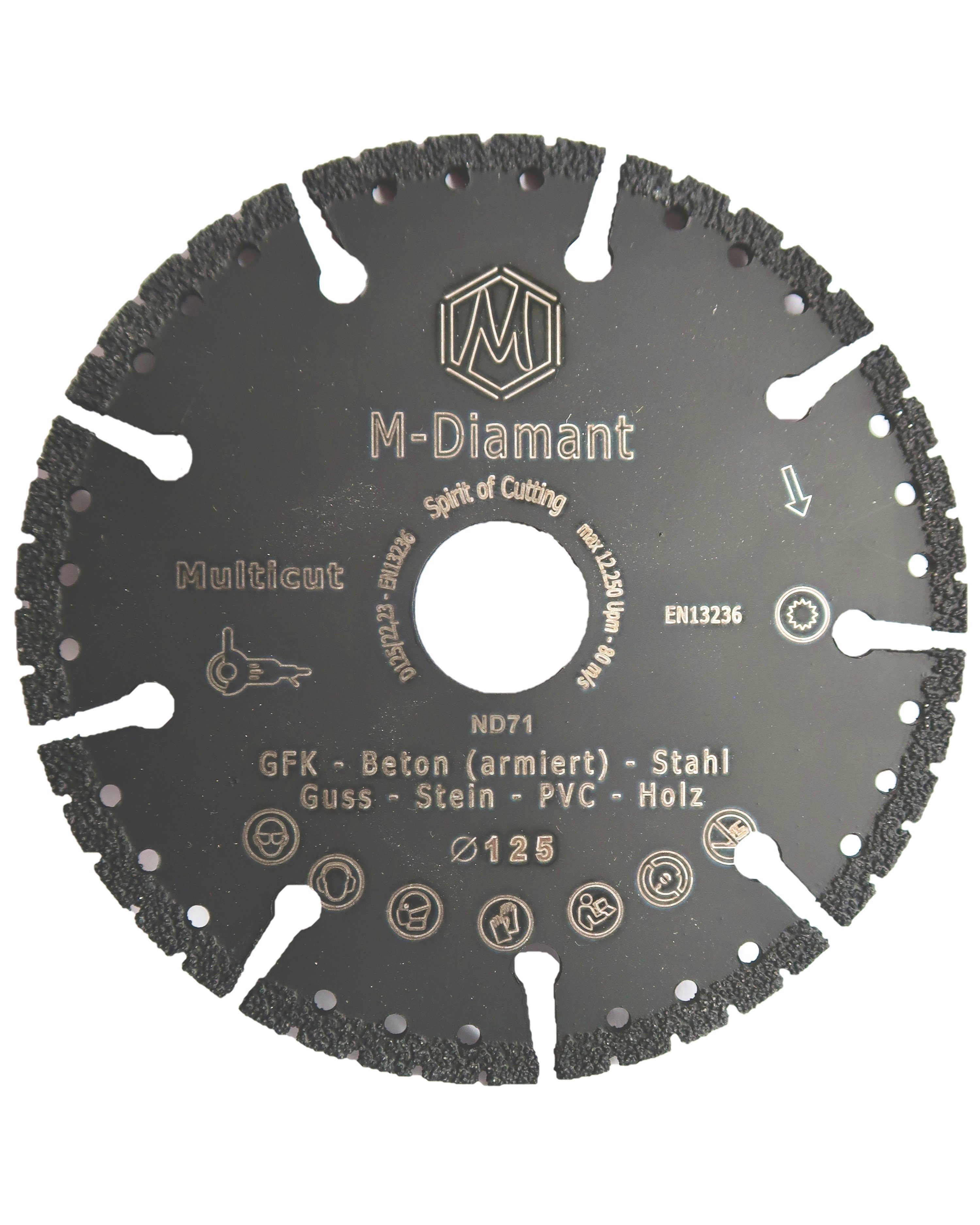 M-Diamant Trennscheiben Trennscheibe 125mm Premium Trennscheibe Allrounder Allrounder, Ø mm, Multicut (Packung, 1-tlg., 22,23 22.23 1.Stück), Multicut