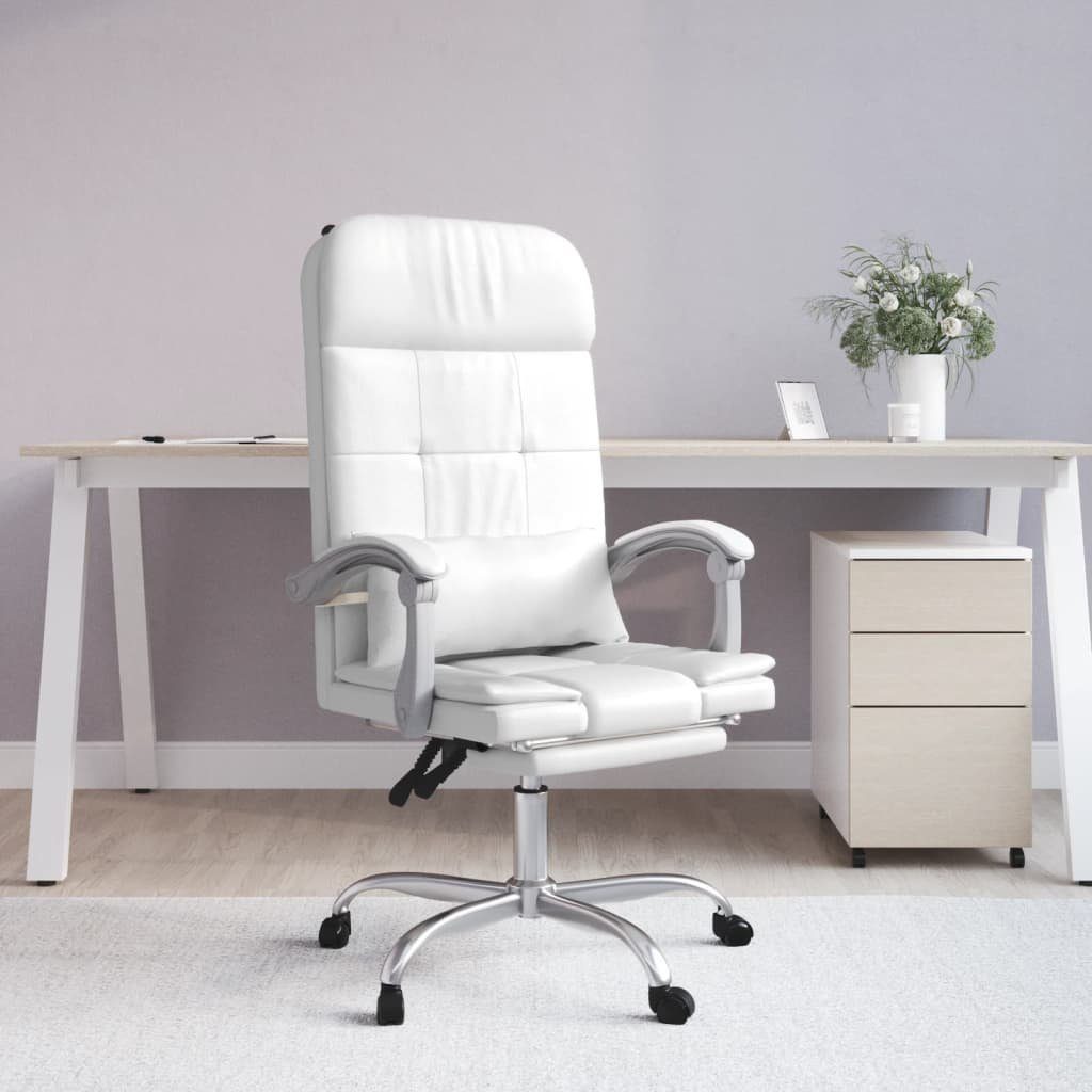 vidaXL Bürostuhl Bürostuhl mit Massagefunktion Weiß Kunstleder (1 St) Weiß | Weiß
