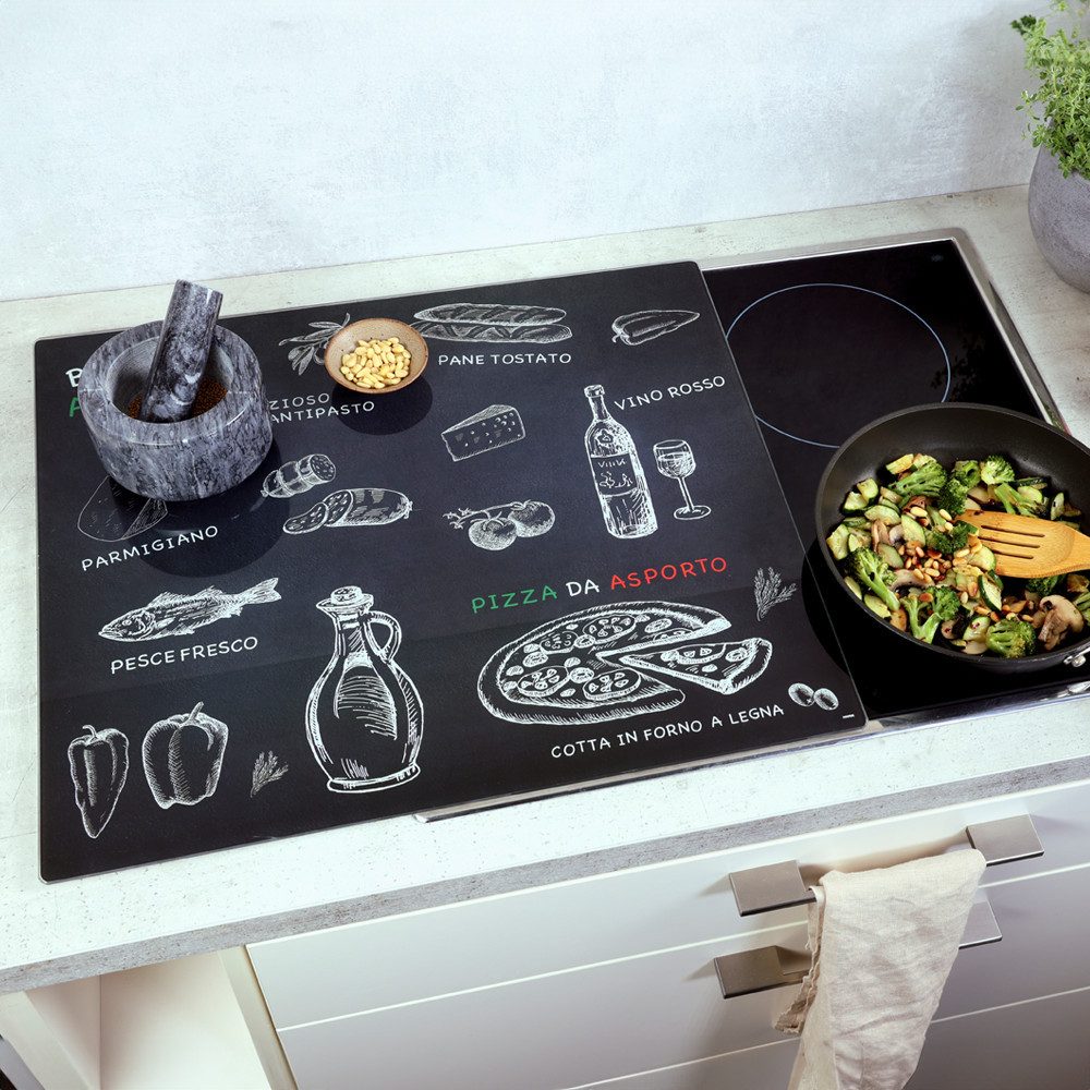 KESPER® Schneide- und Abdeckplatte Herdabdeckplatte, Motiv: Ristorante, ESG-Sicherheitsglas, (1 tlg), zum Schneiden und Abdecken