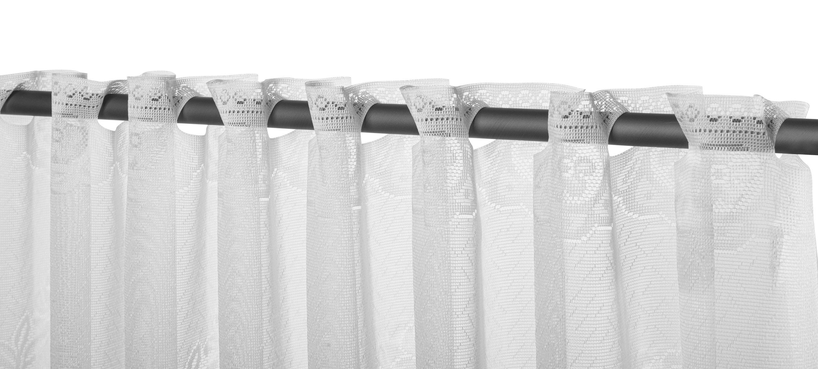 ELBERSDRUCKE Scheibengardine Bistrogardine mit Webösen 1129 weiß 60 x 160 cm (1 St), Ösen, halbtransparent, Polyester, einfarbig, gestickt, Sichtschutz – Bild 5 von 5