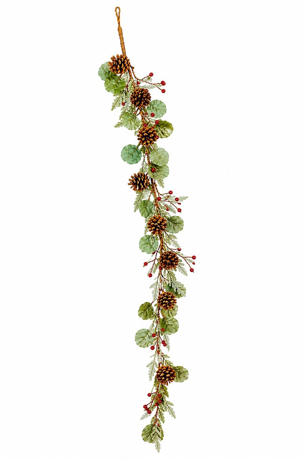 Kunstgirlande Weihnachtsgirlande 80 cm Zapfen Beeren Eukalyptus Grün Rot Natur, Kunstgewerbe Gehlmann