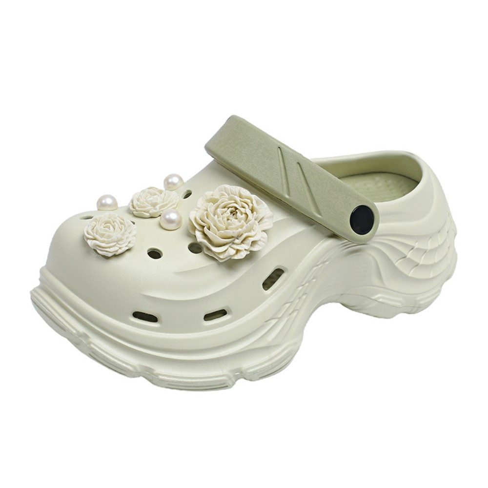 HUSK'SWARE Damen Clogs mit Blumen & Perlen Clog (Süßes Blumen-Design, Leicht & bequem) Weiches & flexibles EVA-Material Rutschfeste Sohle
