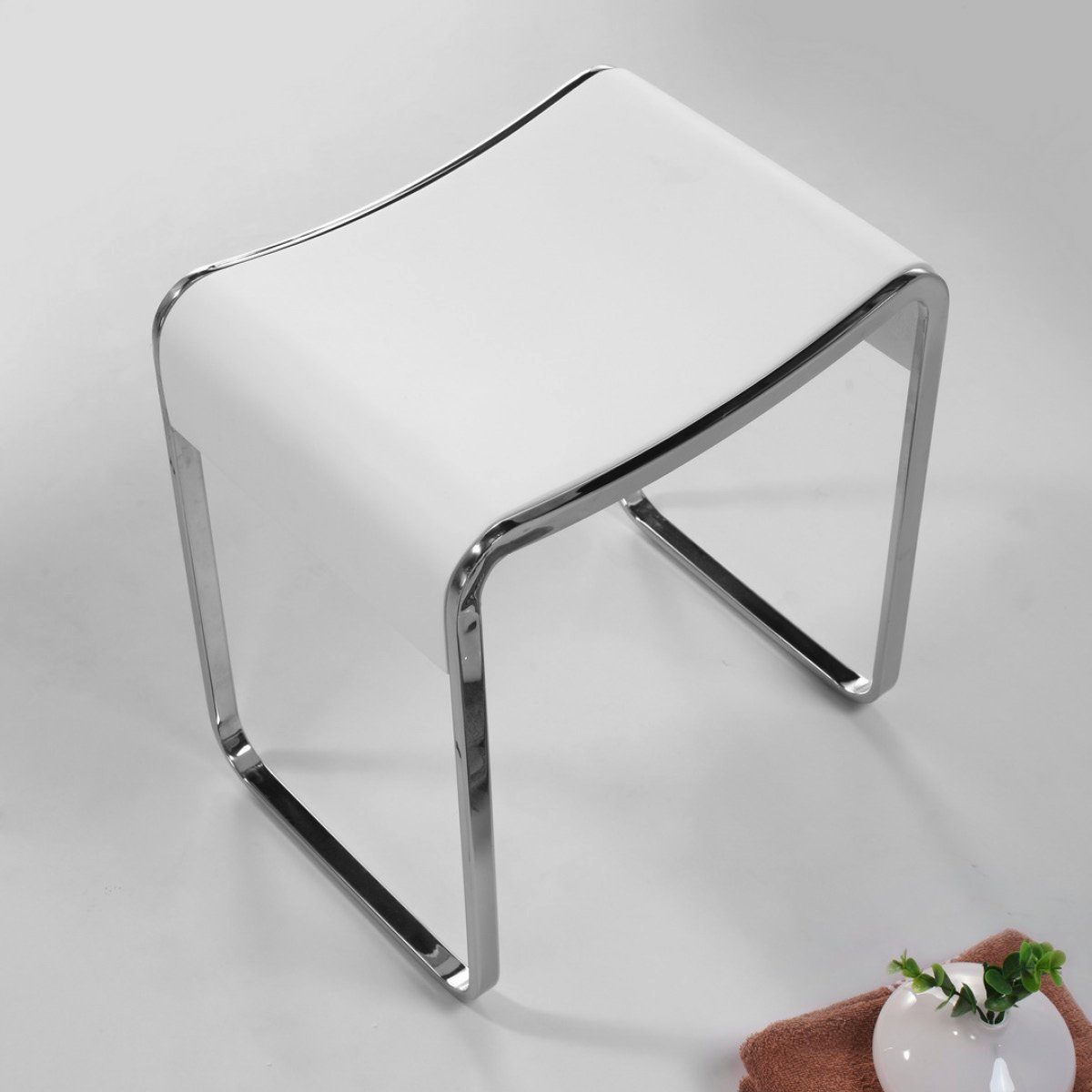 KZOAO Duschhocker Design Spa Badhocker aus Mineralguss Modell "Mailand", belastbar bis 150 kg