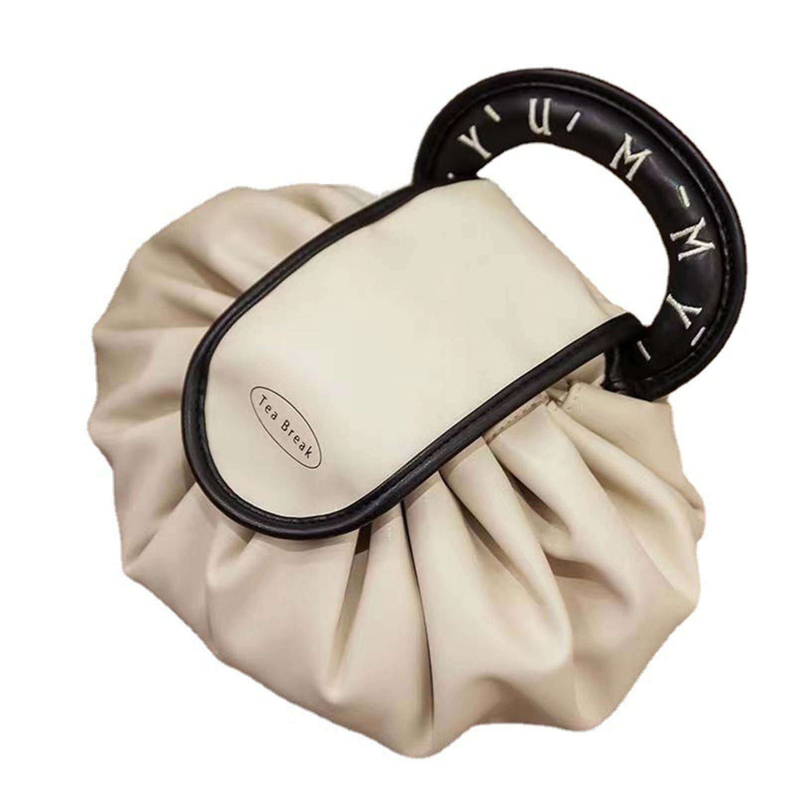 Blusmart Cartbag Make-up-Tasche Mit Kordelzug Und Griff, Multifunktionale Tragbare Reis weiß