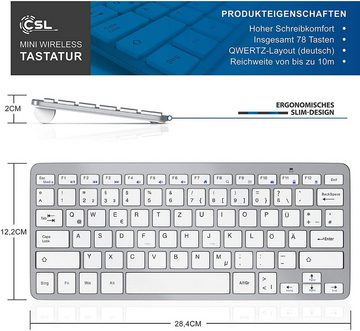 CSL Wireless-Tastatur (2,4Ghz Slim Design Mini Keyboard, platzsparend, ergonomisch, Kabellos)